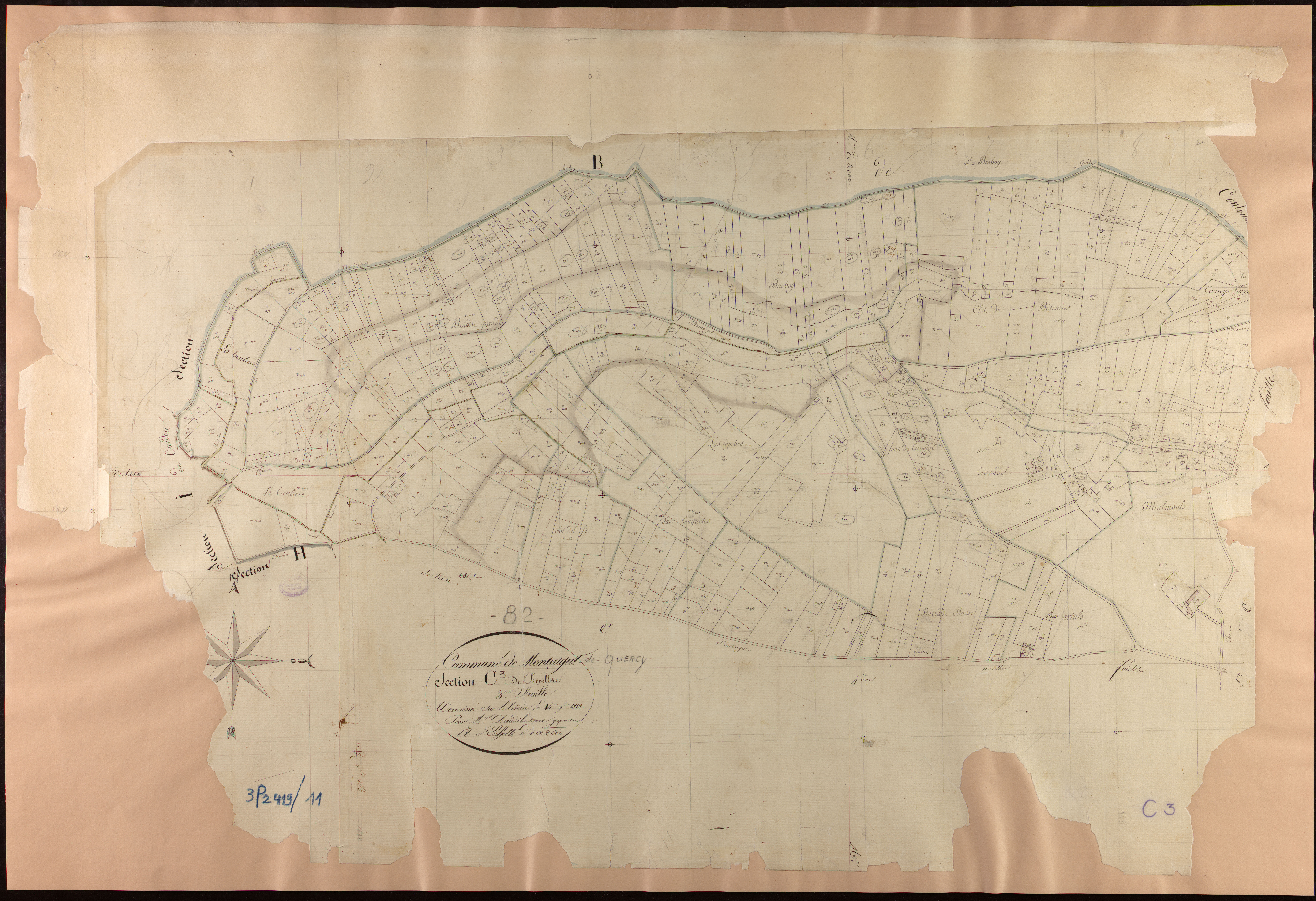 Montaigu-de-Quercy - Section C - Pervillac, 3e feuille