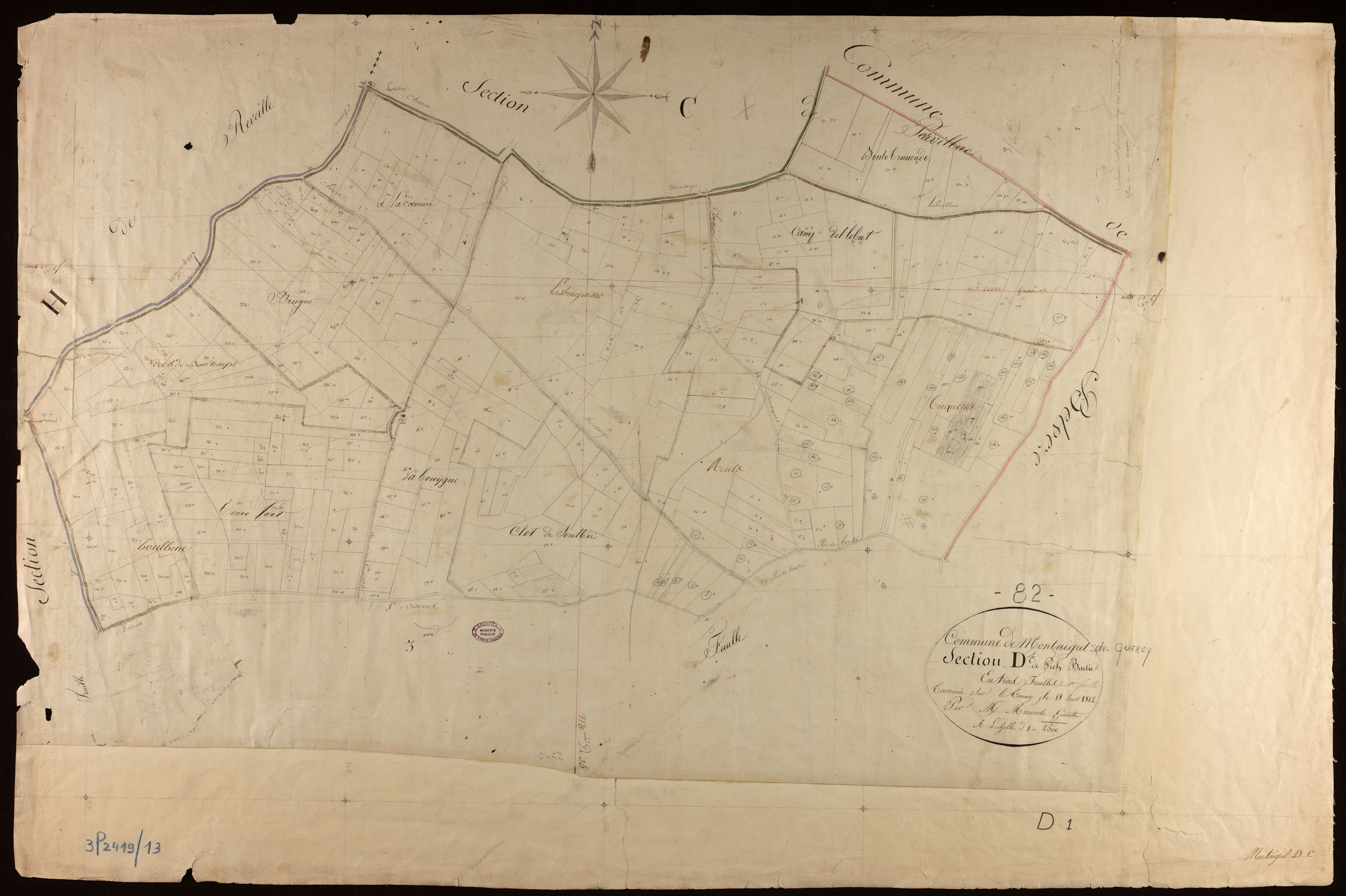 Montaigu-de-Quercy - Section D - Pech Bertié, 1ère feuille