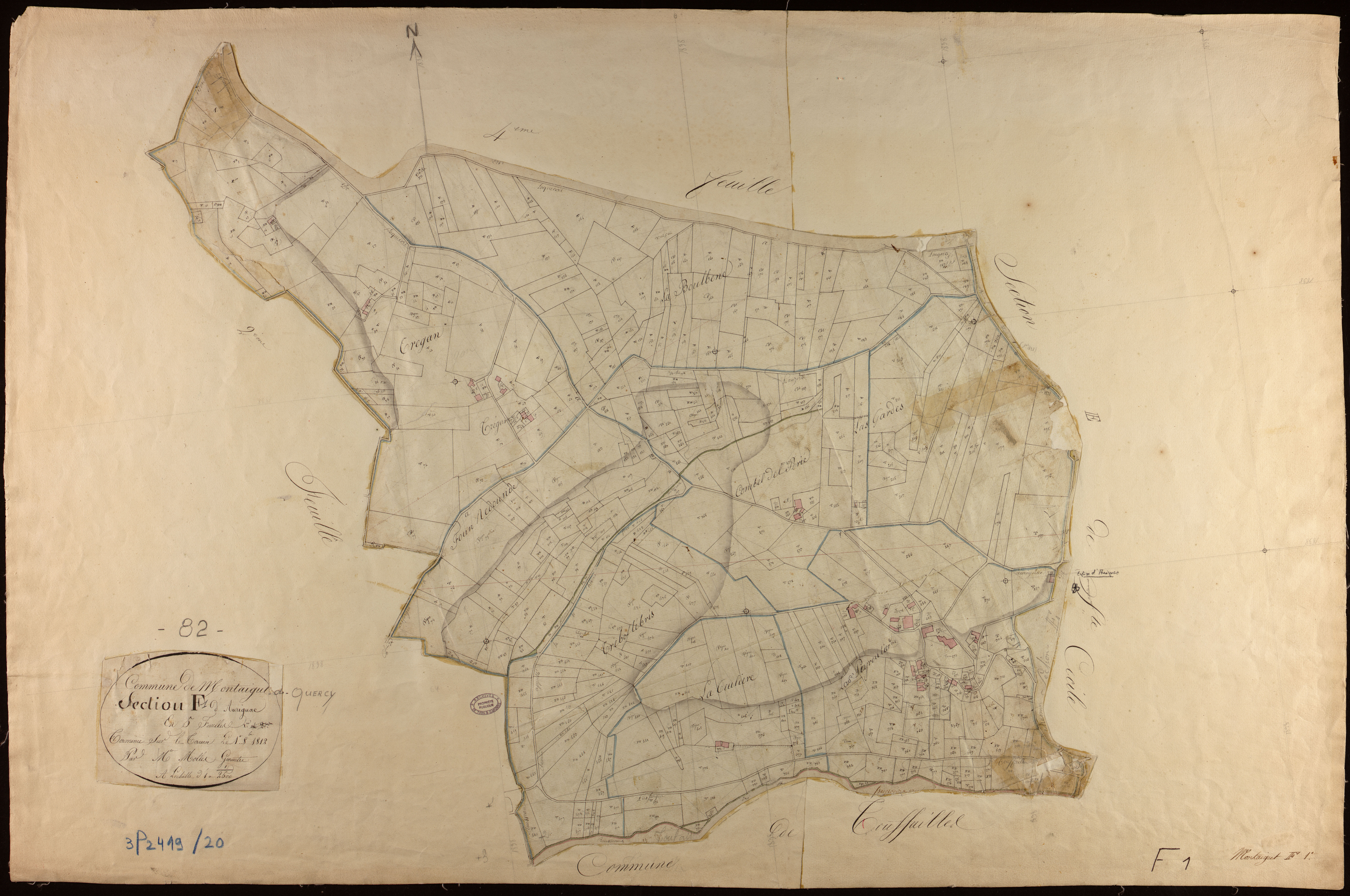 Montaigu-de-Quercy - Section F - Aurignac, 1ère feuille