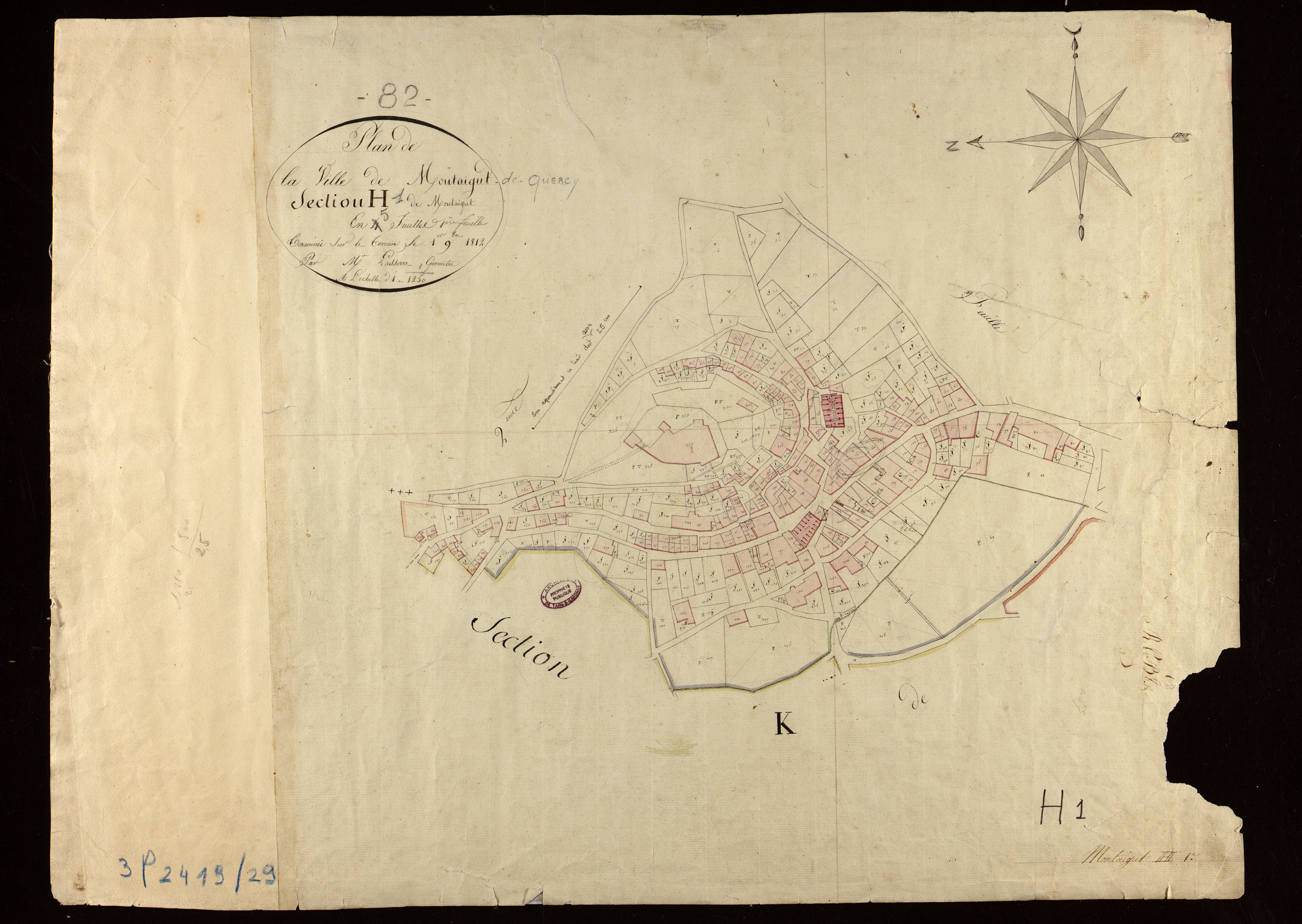 Montaigu-de-Quercy - Section H - Montaigut, 1ère feuille