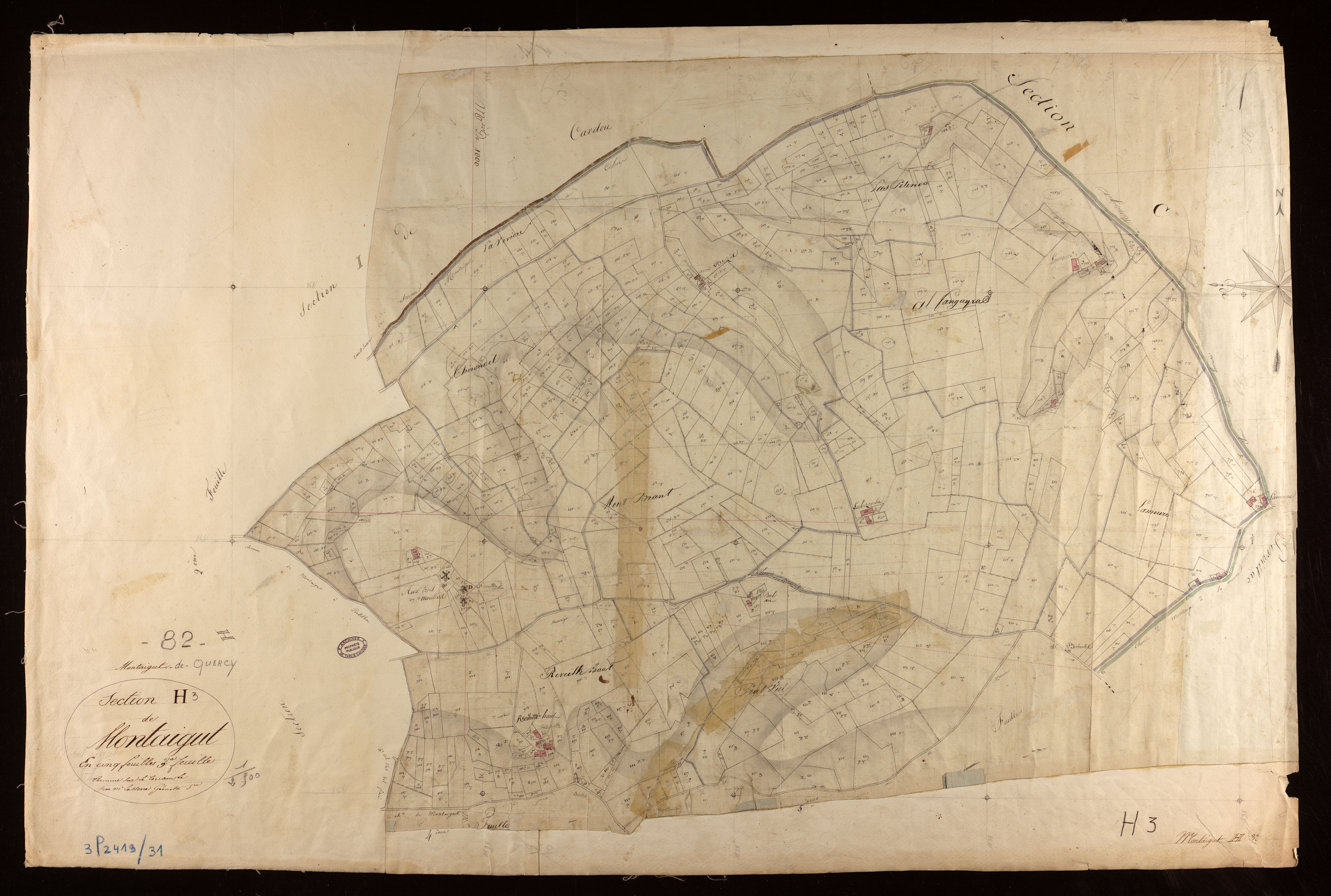 Montaigu-de-Quercy - Section H - Montaigut, 3e feuille