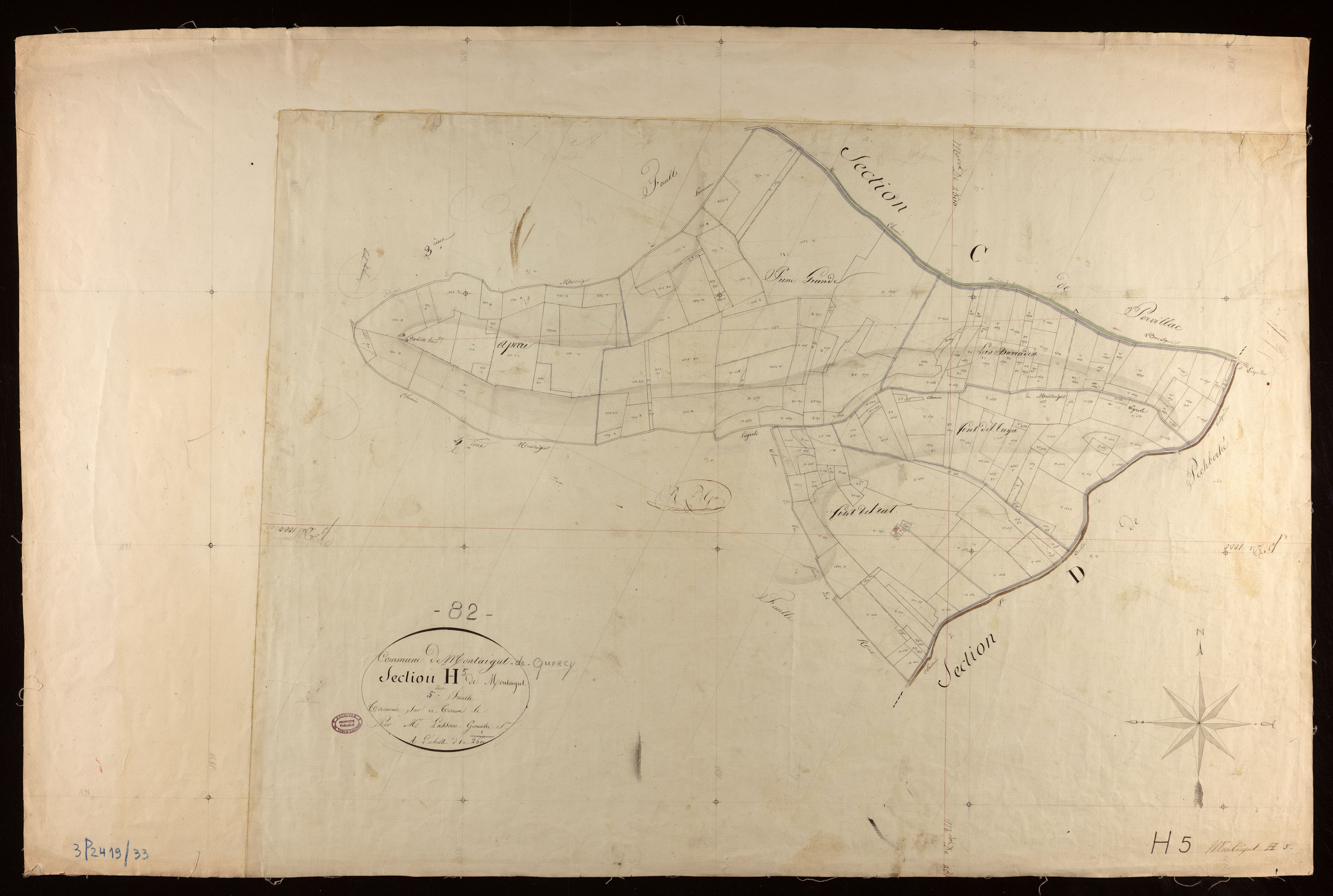 Montaigu-de-Quercy - Section H - Montaigut, 5e feuille
