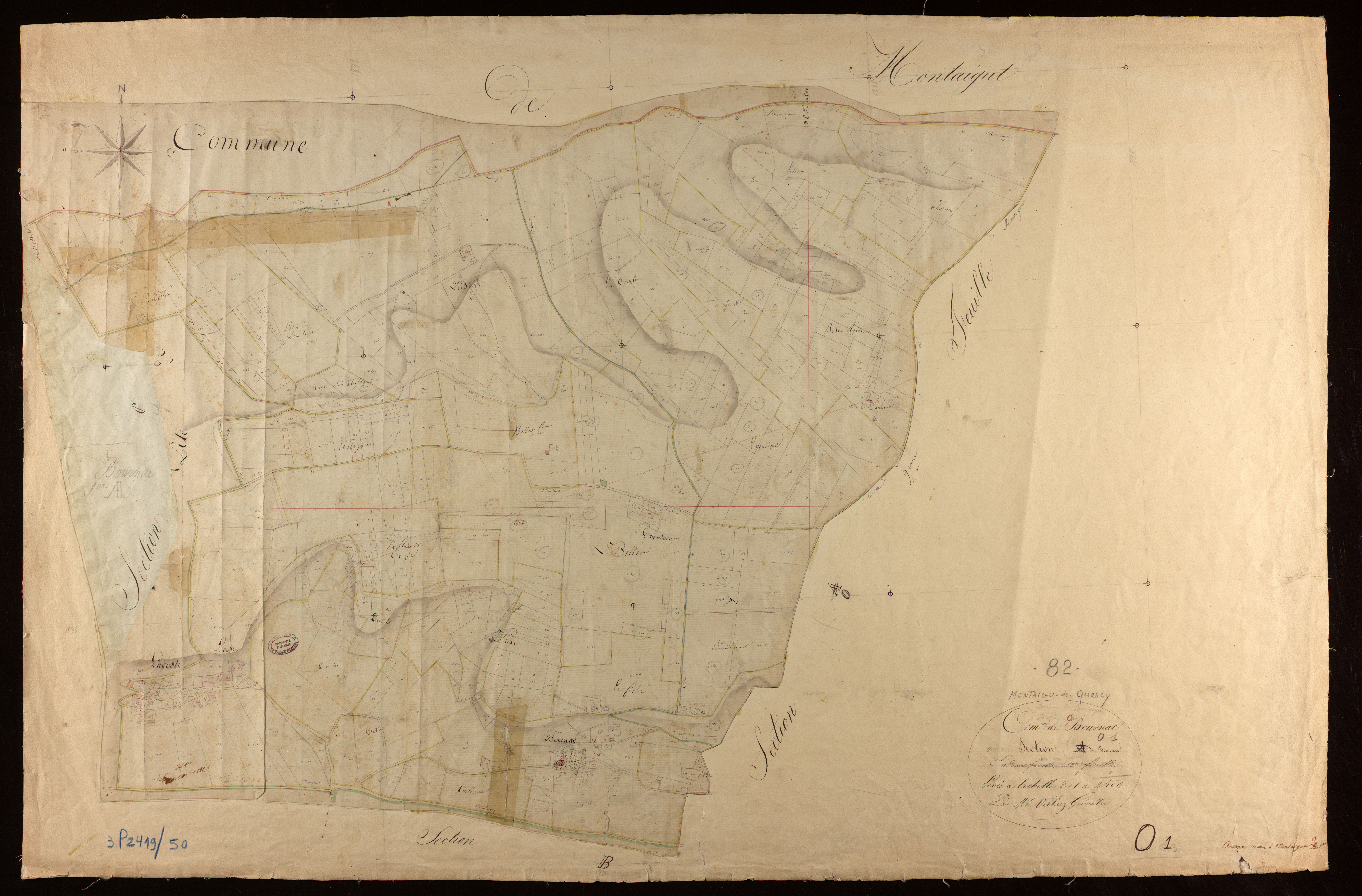 Montaigu-de-Quercy - Section O - Bournac, 1ère feuille