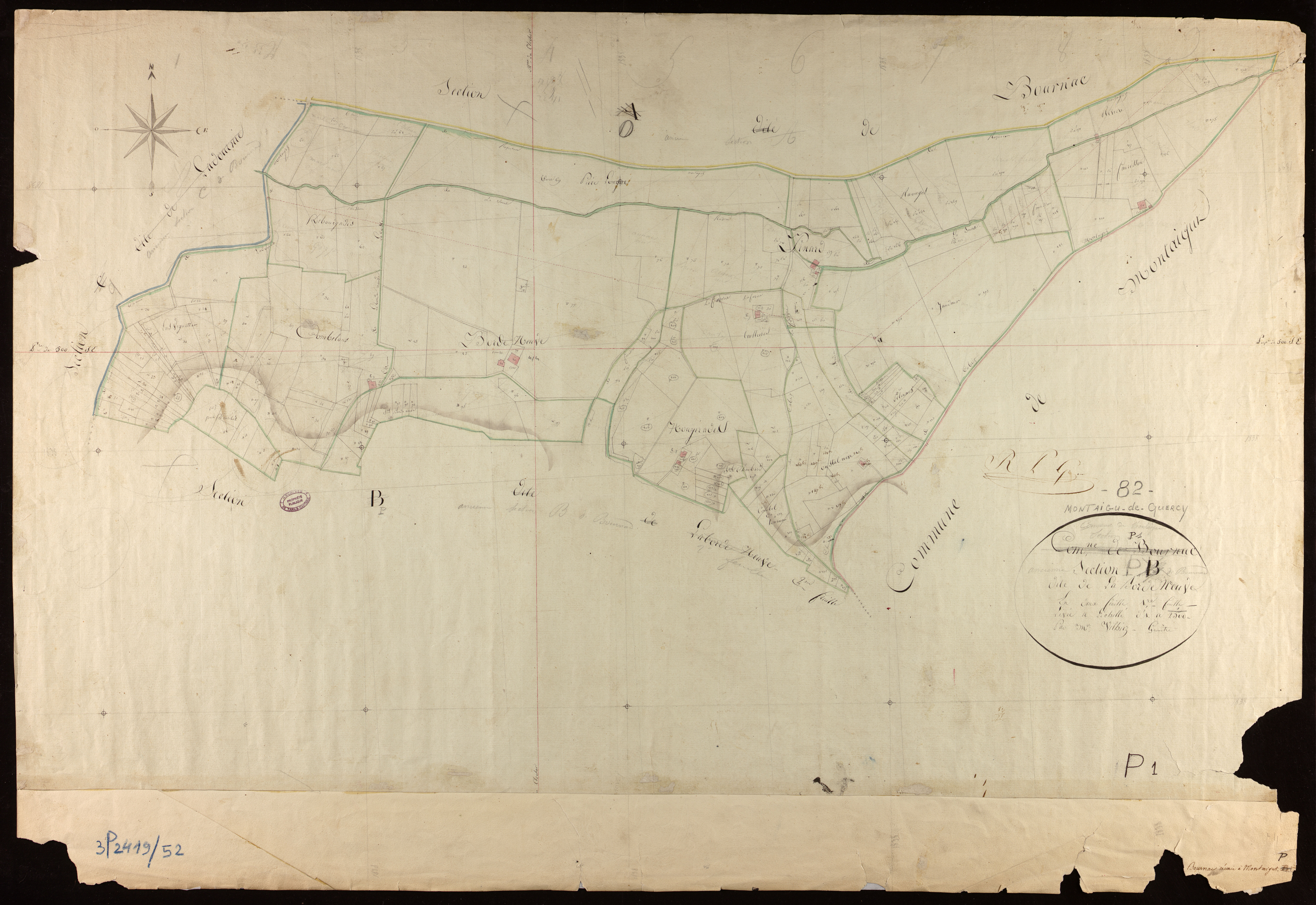 Montaigu-de-Quercy - Section P - La Borde Neuve, 1ère feuille