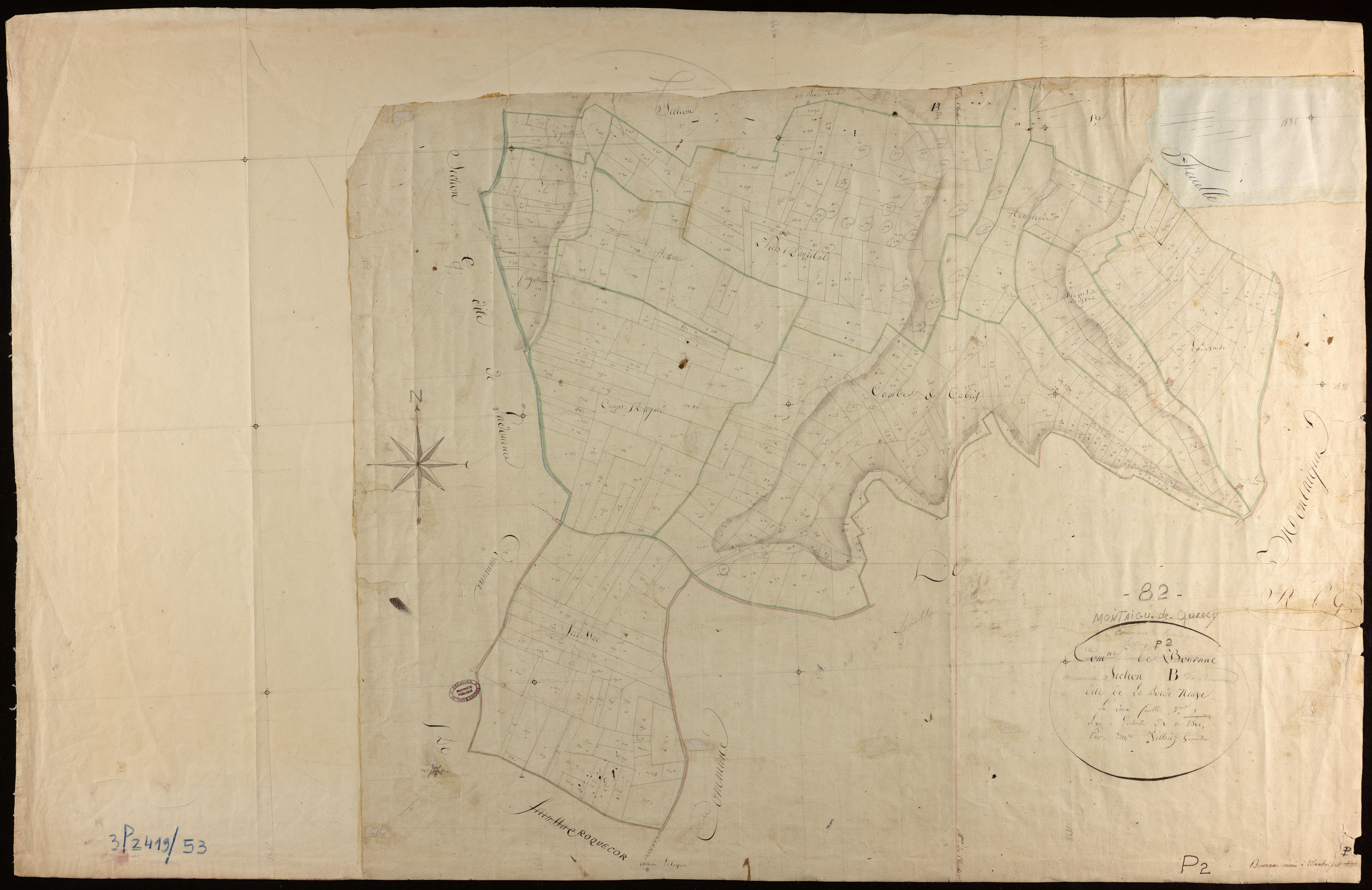 Montaigu-de-Quercy - Section P - La Borde Neuve, 2e feuille