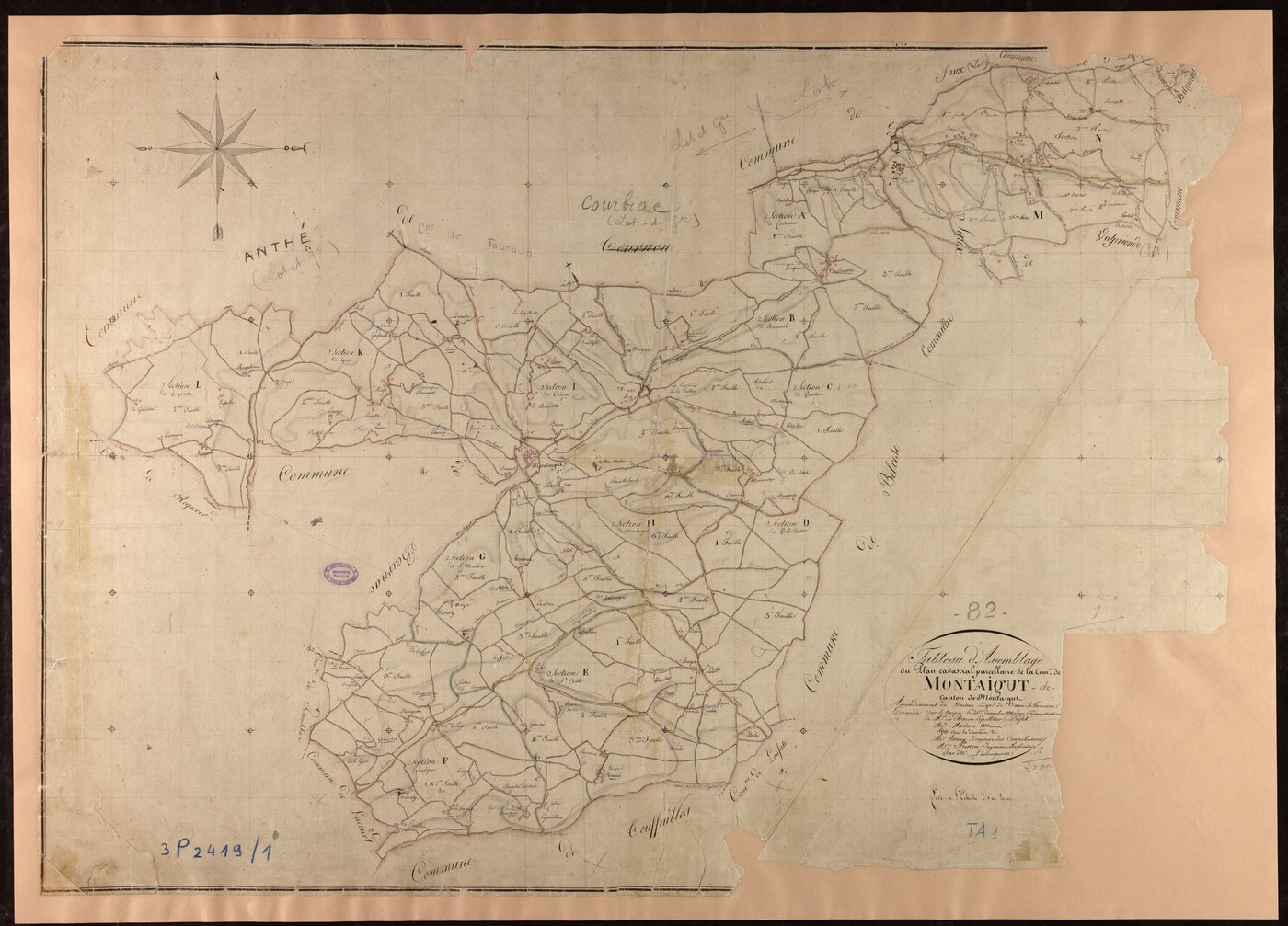 Montaigu-de-Quercy - Tableau d'assemblage, 1ère feuille