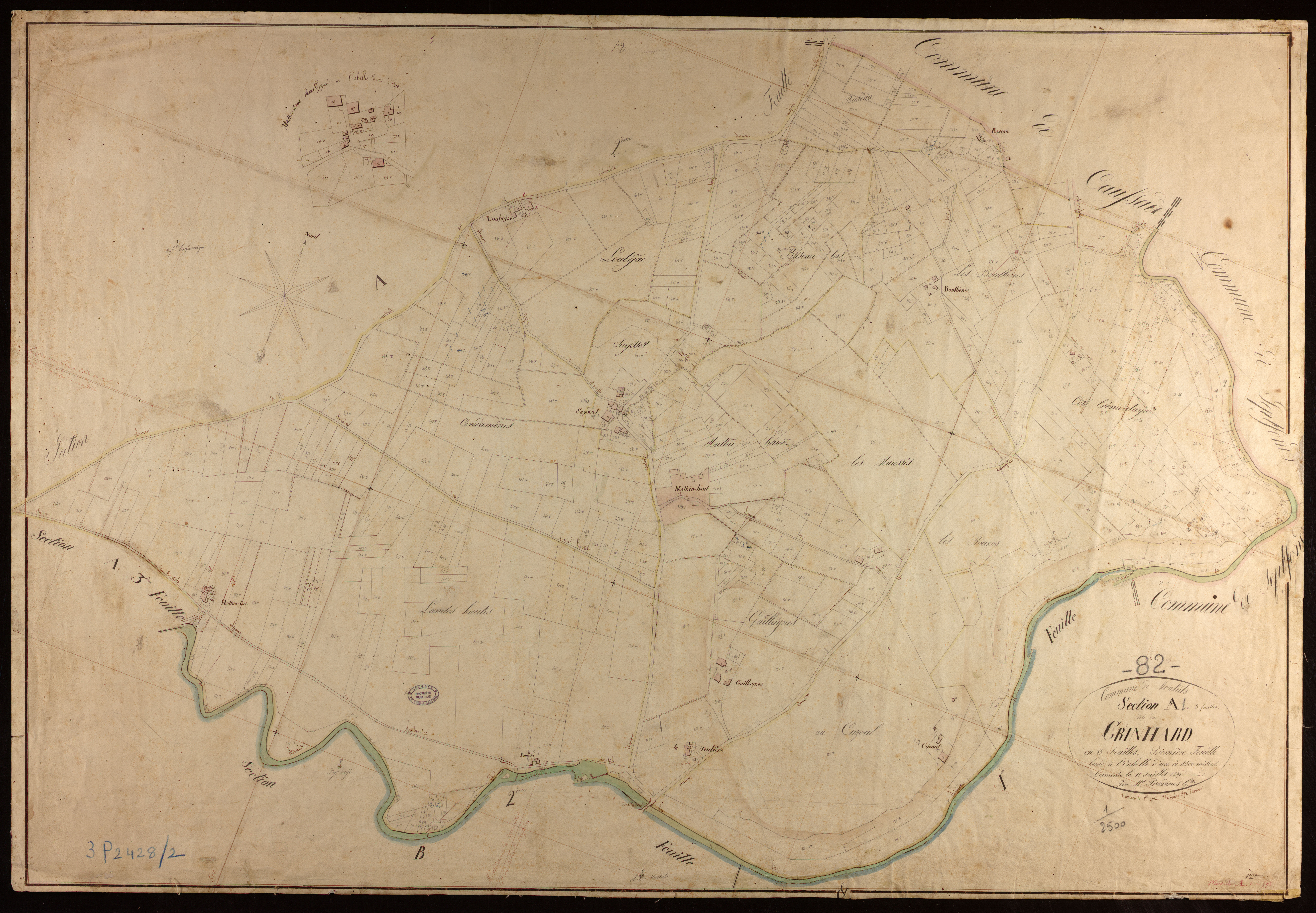 Monteils - Section A - Grinhard, 1ère feuille
