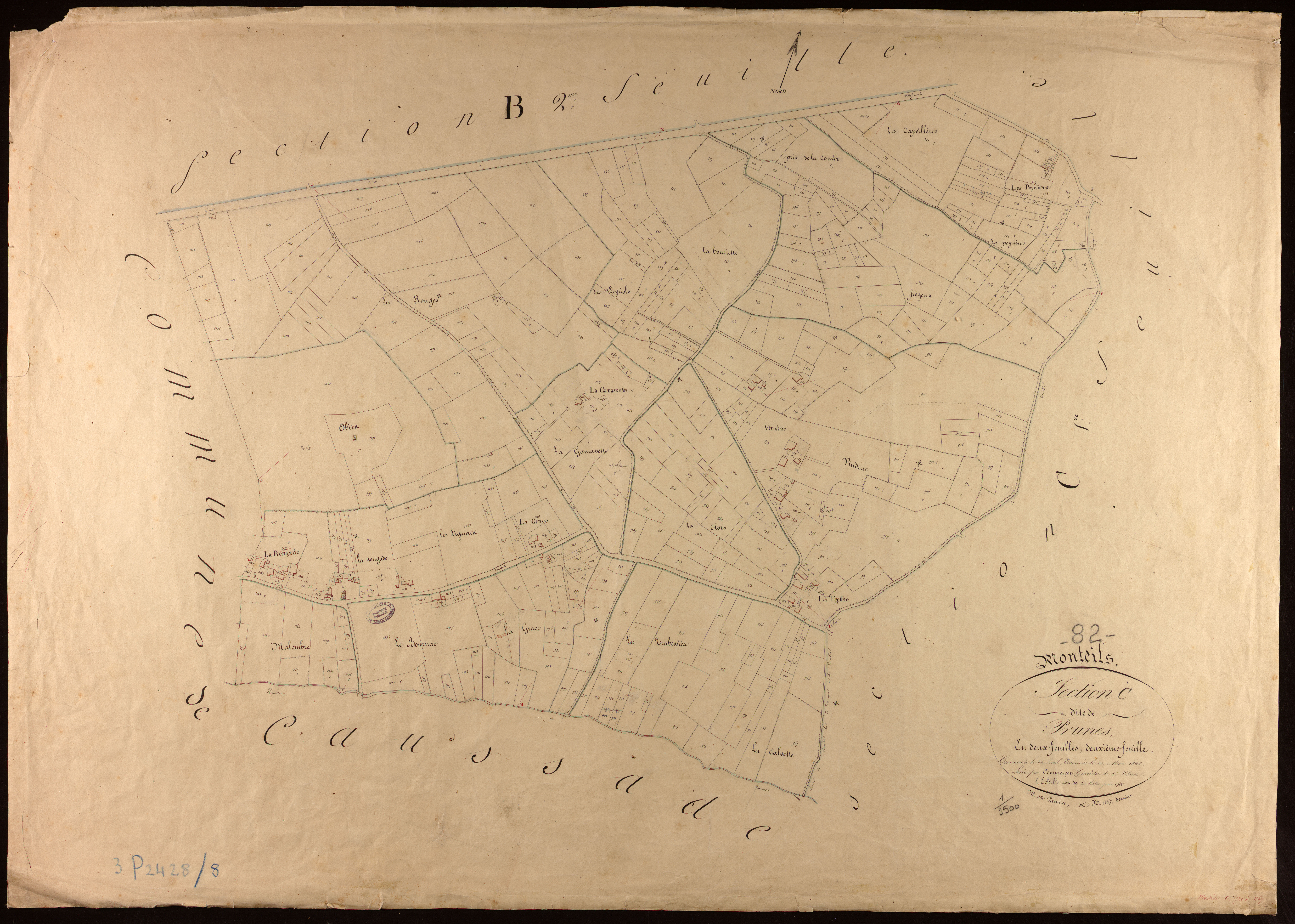 Monteils - Section C - Prunes, 2e feuille