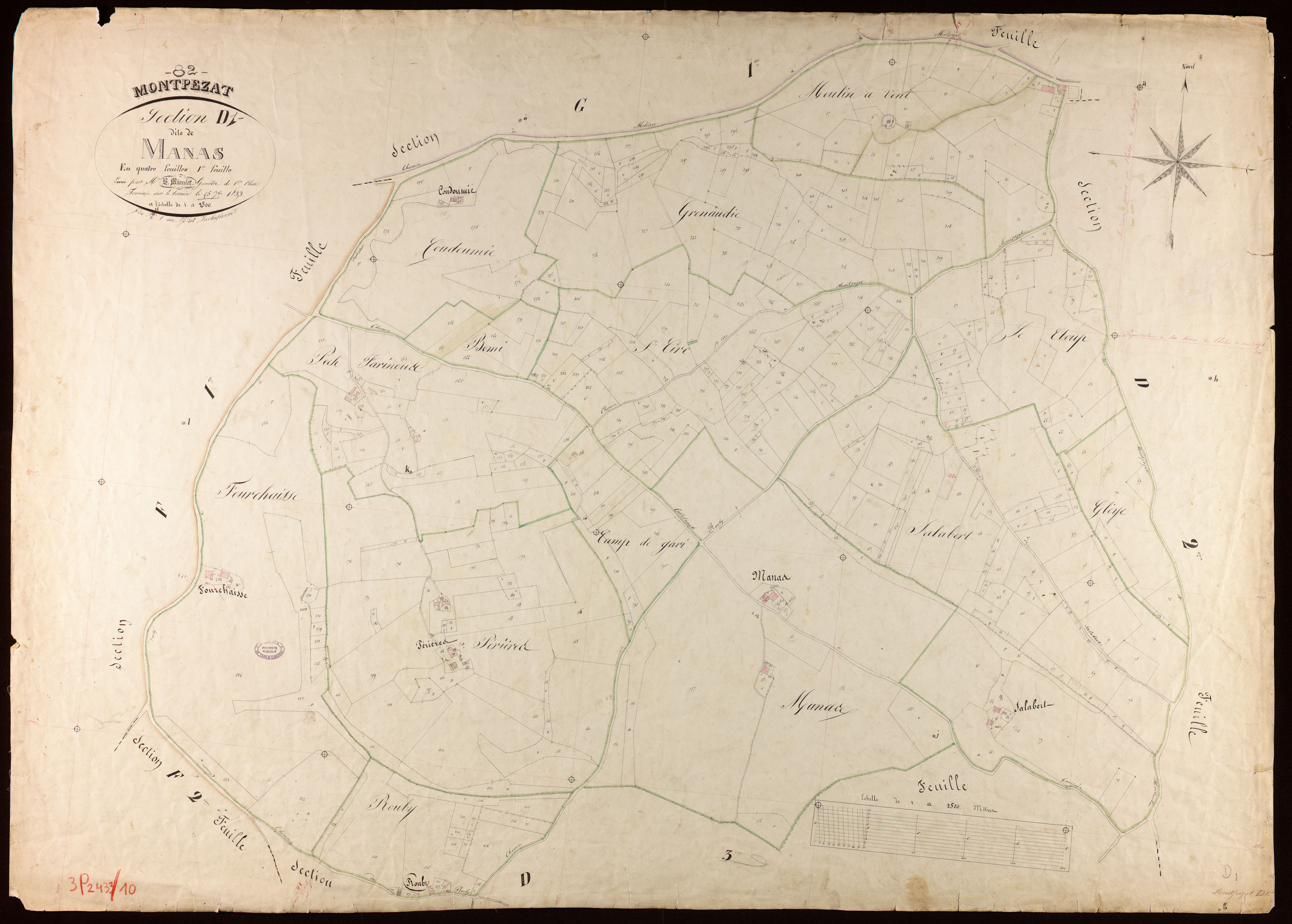 Montpezat-de-Quercy - Section D - Manas, 1ère feuille