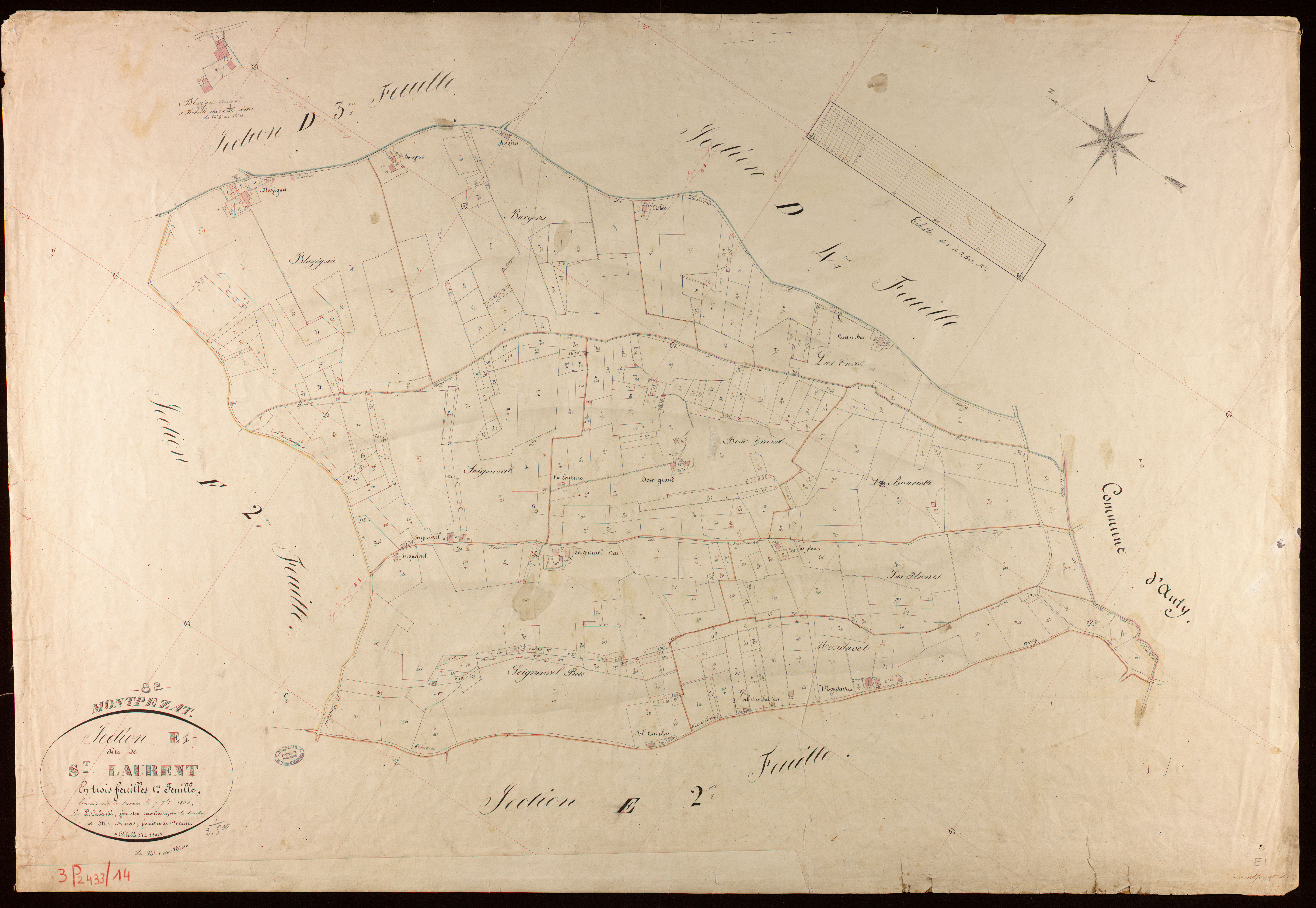 Montpezat-de-Quercy - Section E - Saint-Laurent, 1ère feuille