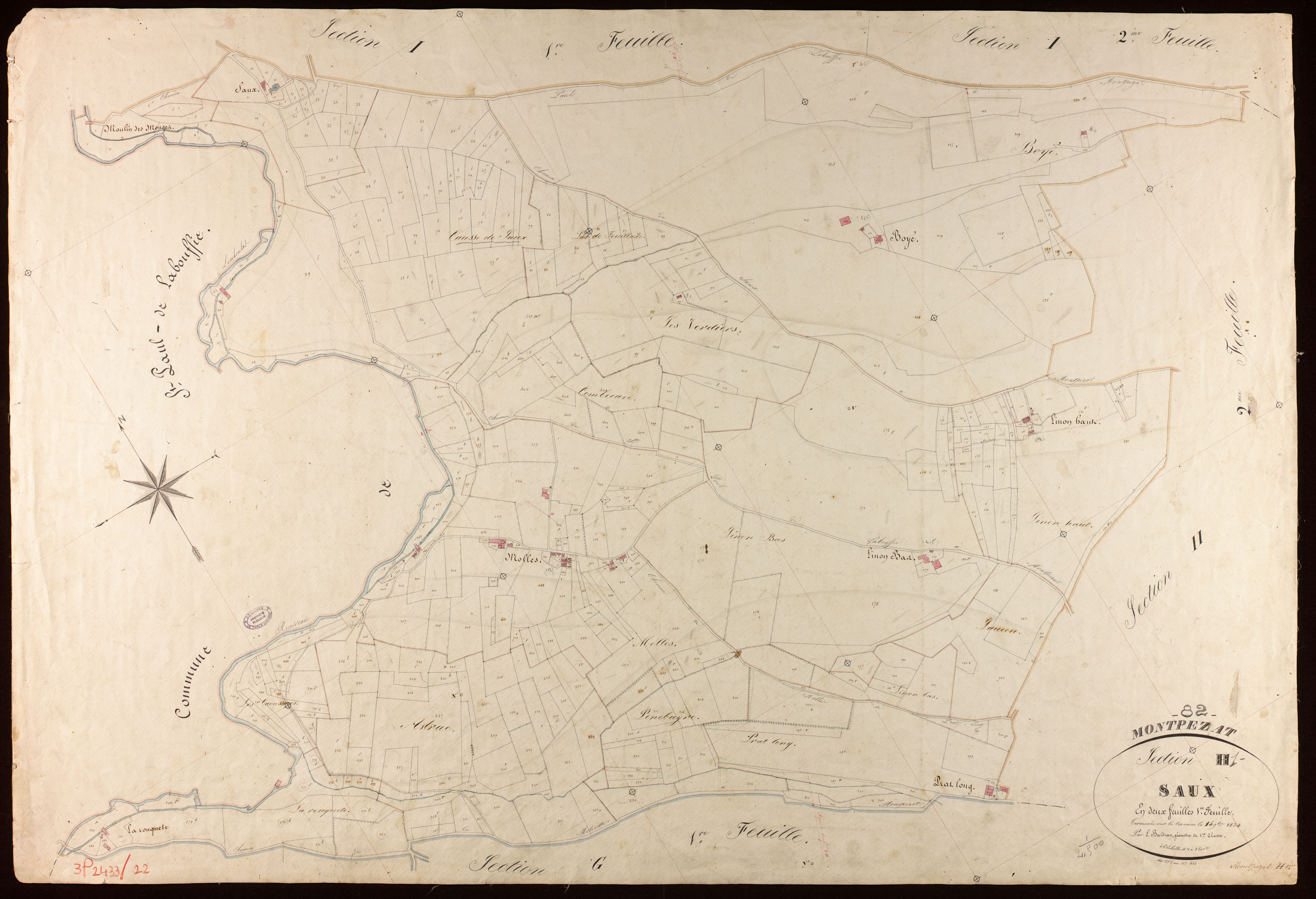 Montpezat-de-Quercy - Section H - Saux, 1ère feuille