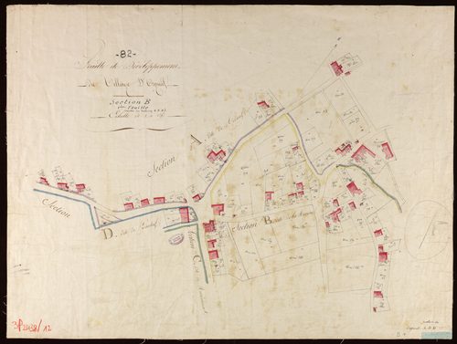 Orgueil - Sections A, B, D : développement du village