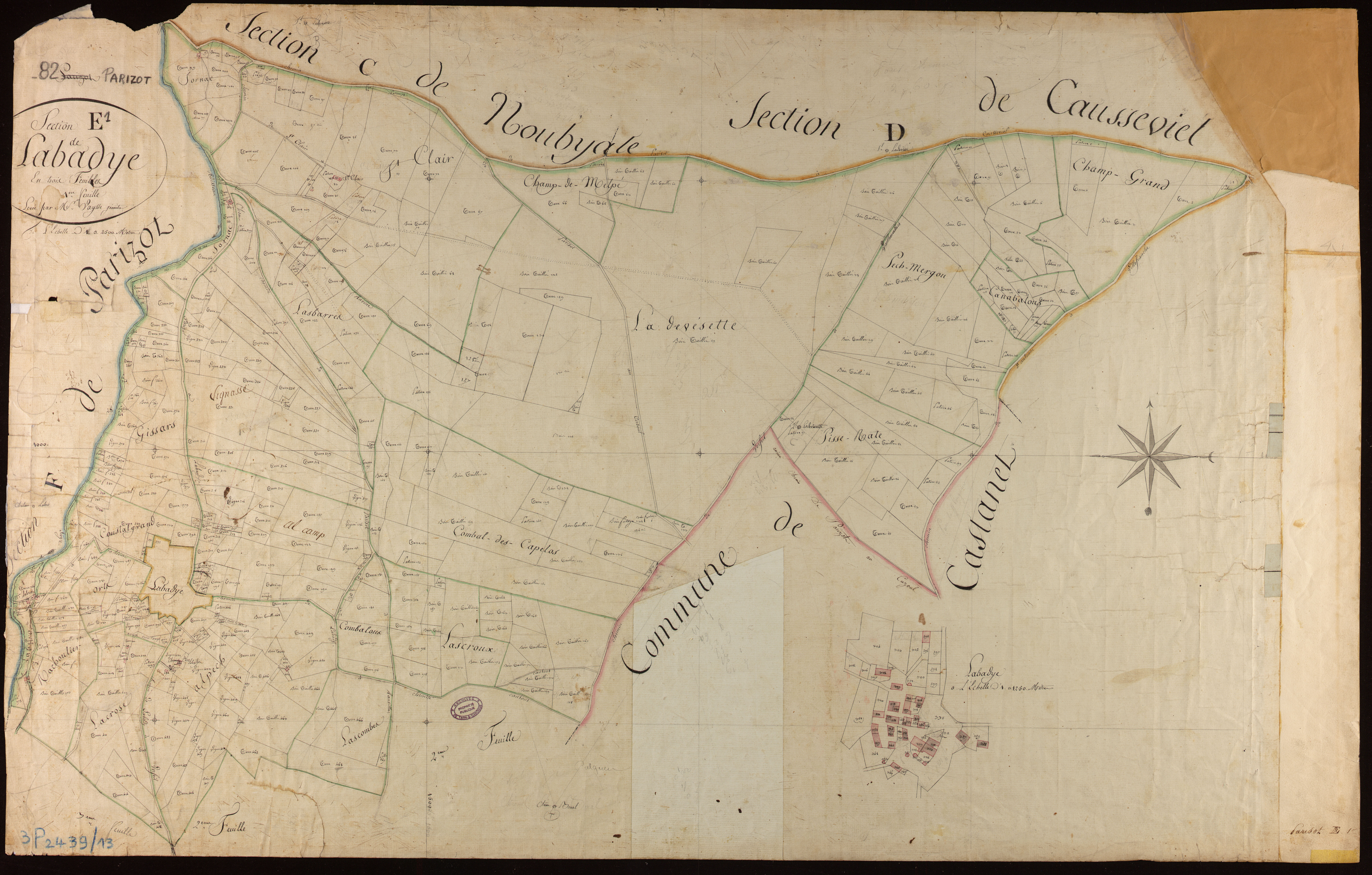 Parisot - Section E - Labadye, 1ère feuille