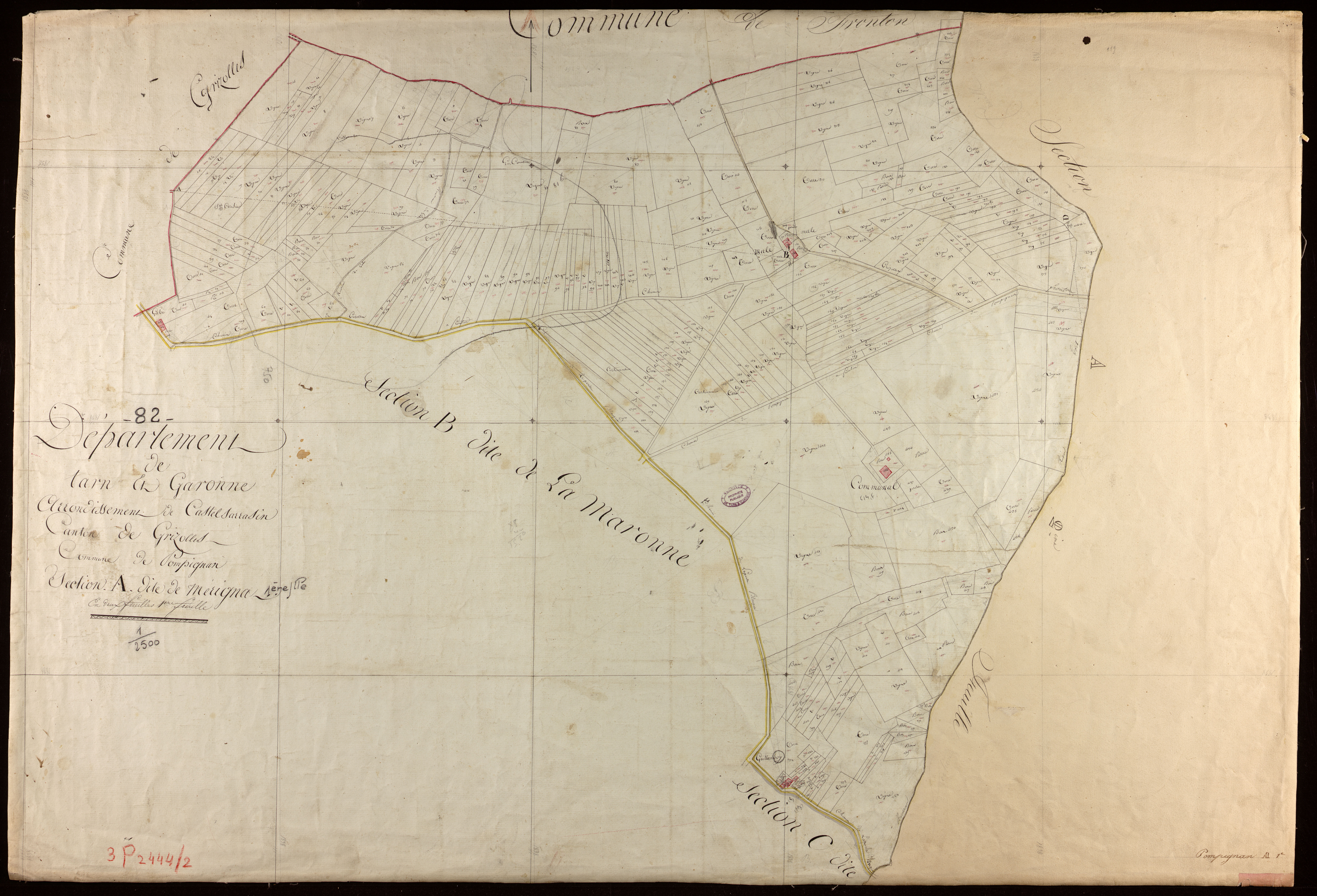 Pompignan - Section A - Mérigna, 1ère feuille