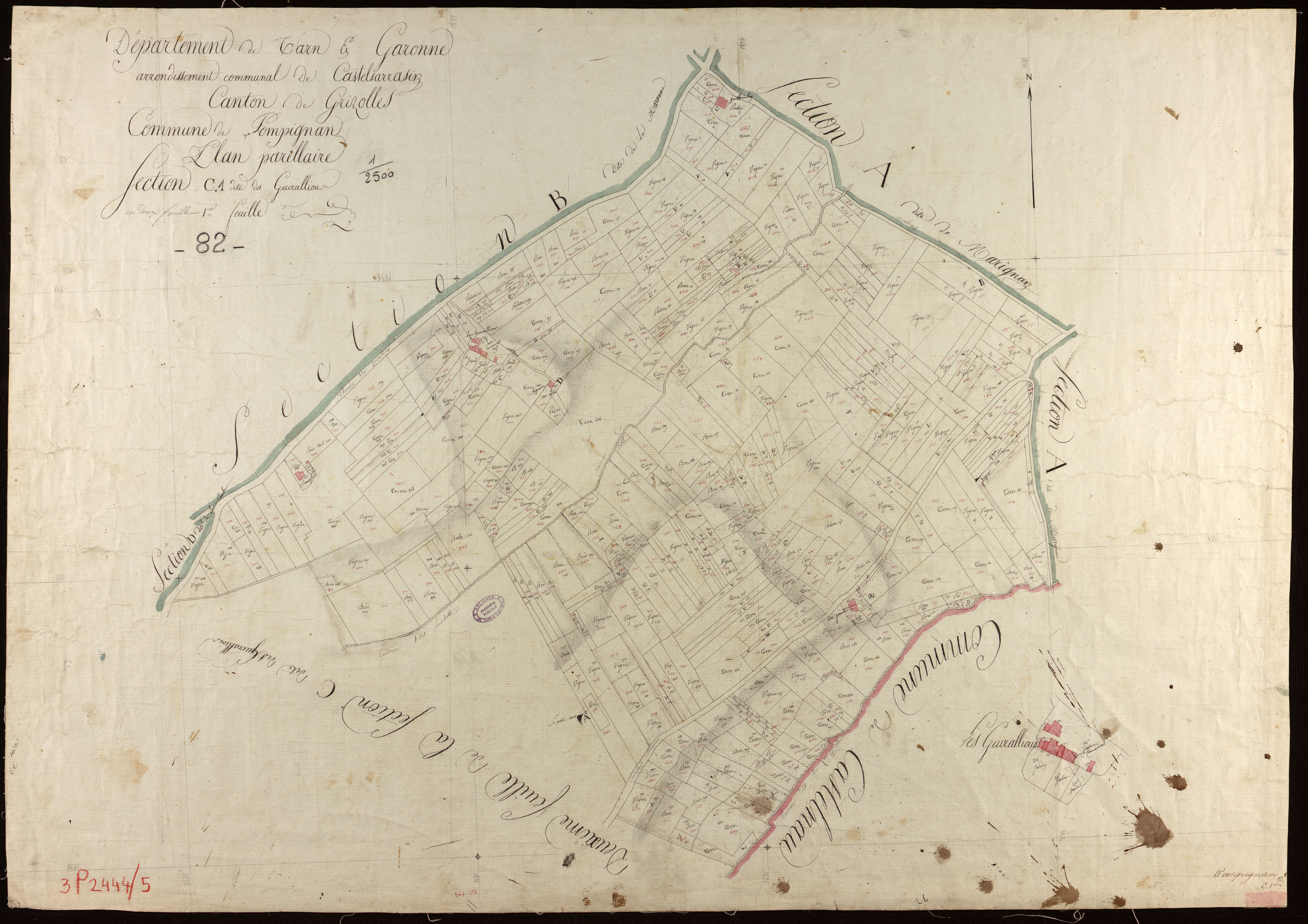 Pompignan - Section C - Les Guirallious, 1ère feuille