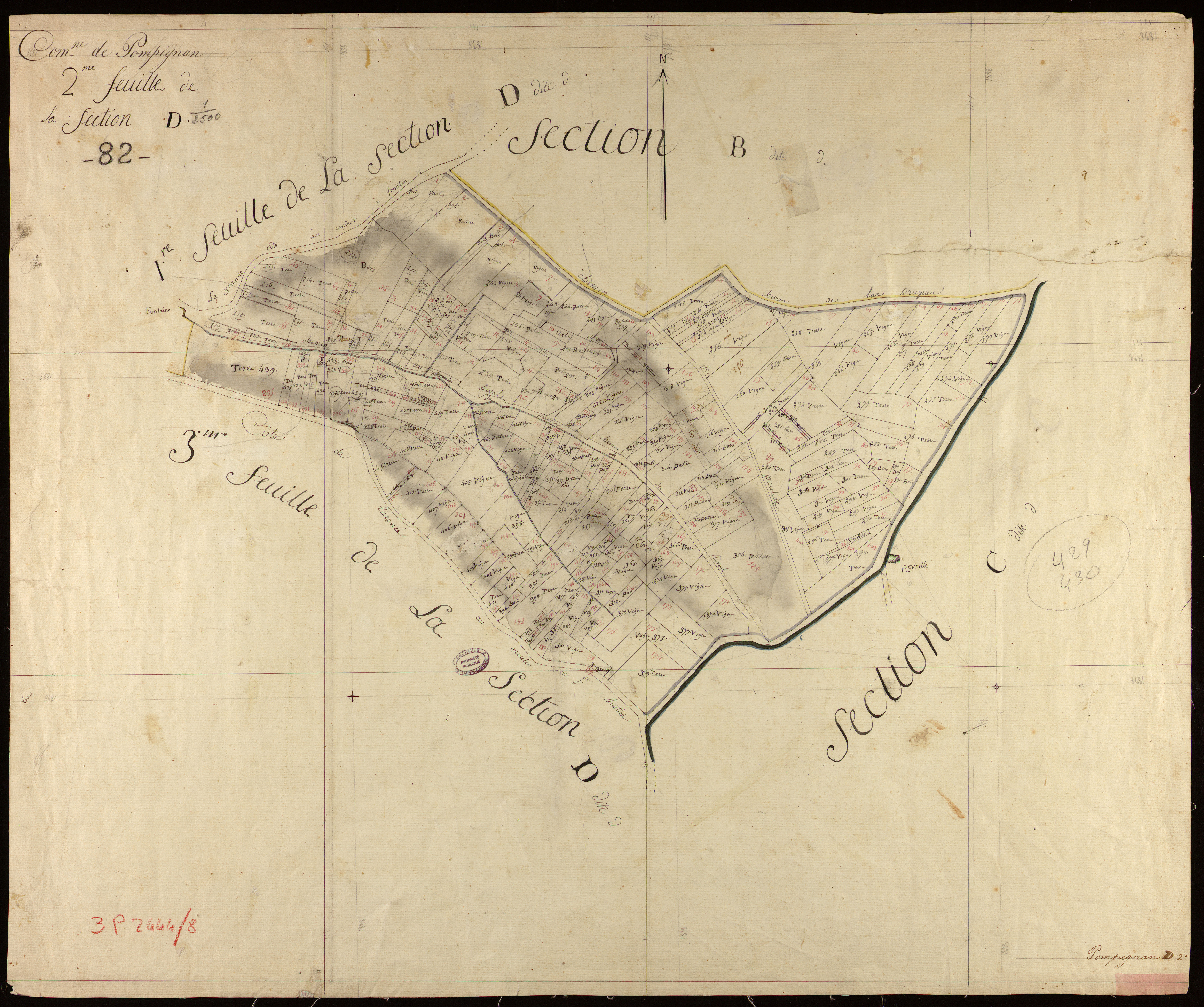Pompignan - Section D - Le Village, 2e feuille