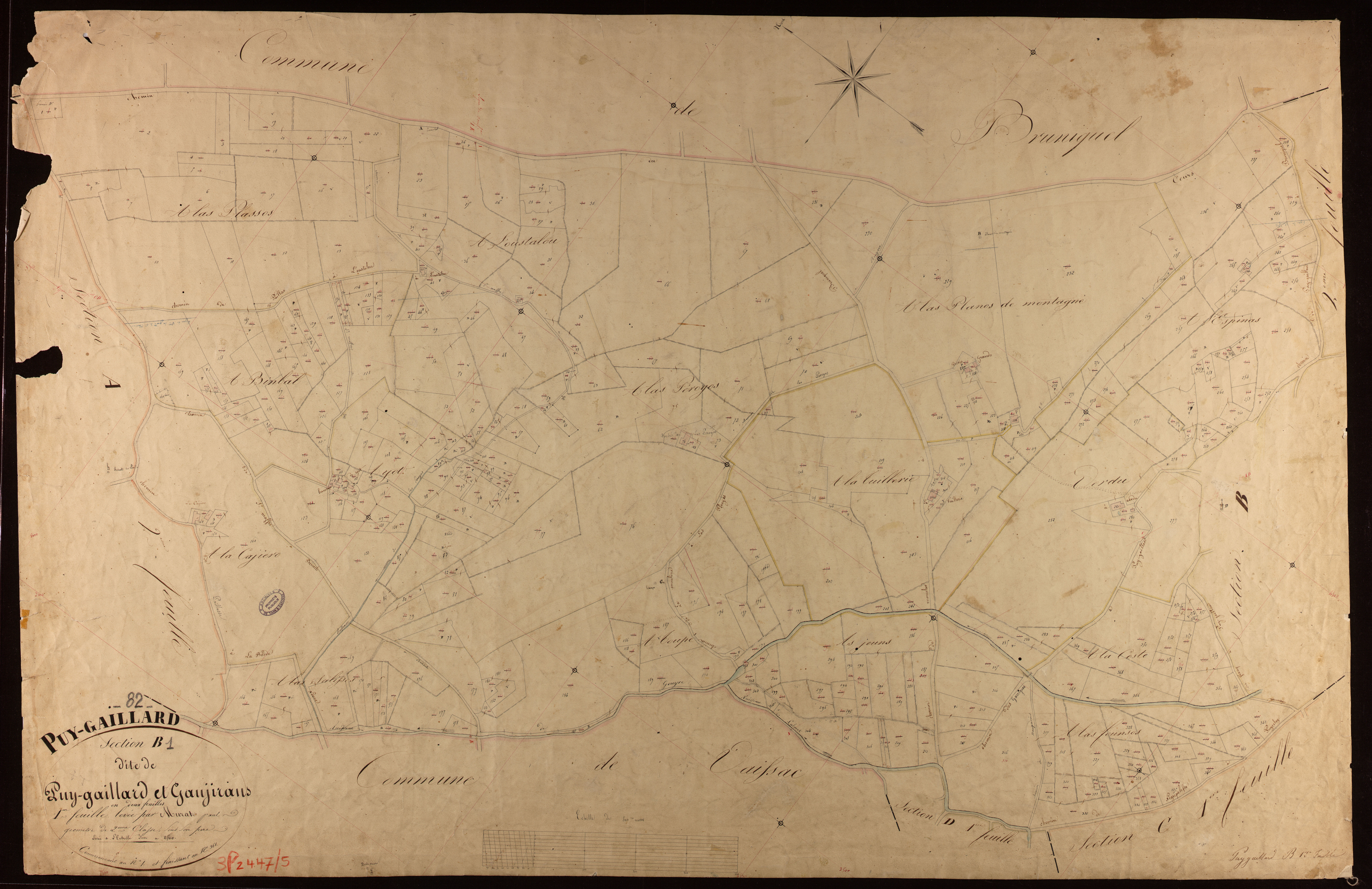 Puygaillard-de-Quercy - Section B - Puygaillard et Gaujirans, 1ère feuille