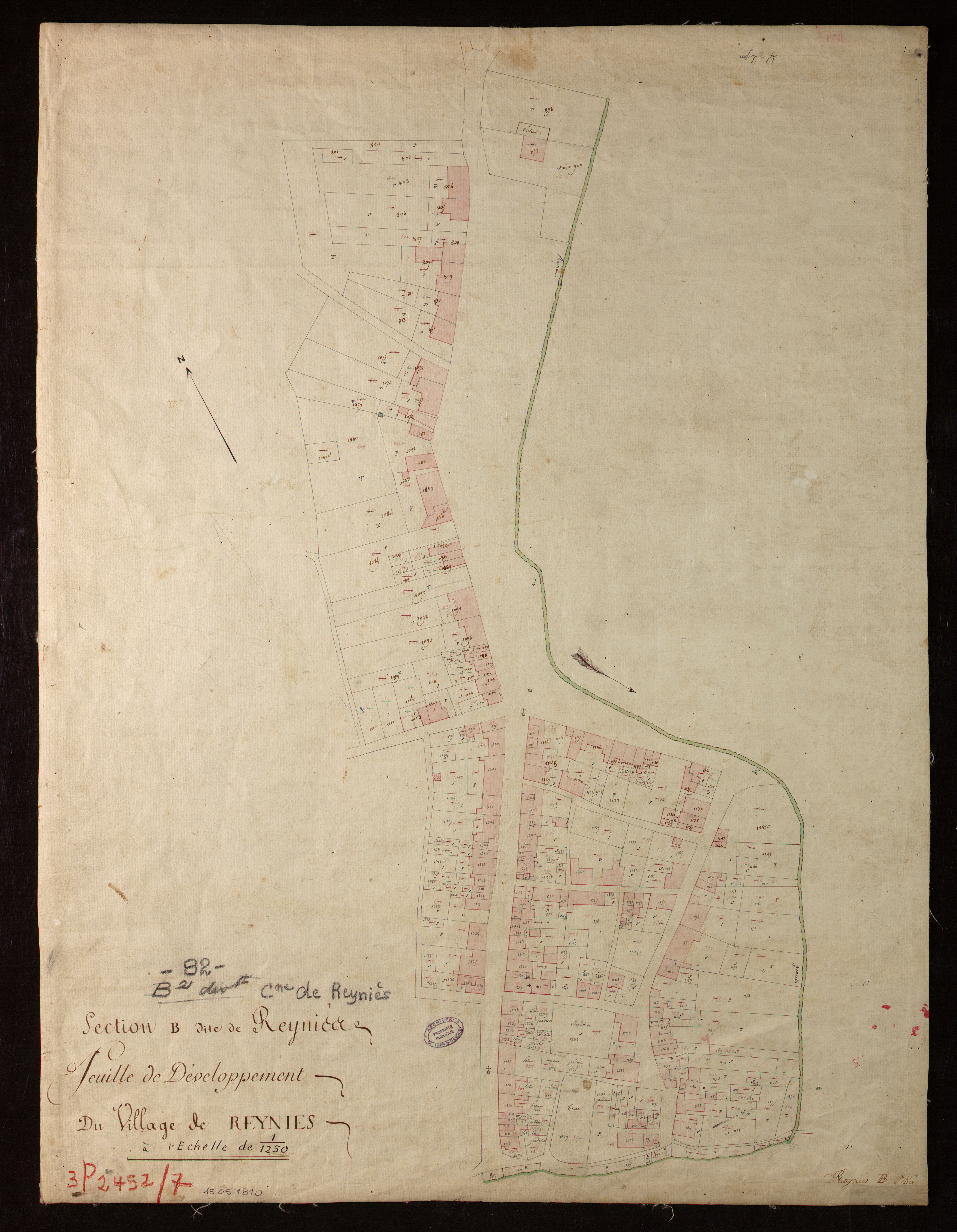 Reyniès - Section B - Reyniès, 2e feuille : développement du village