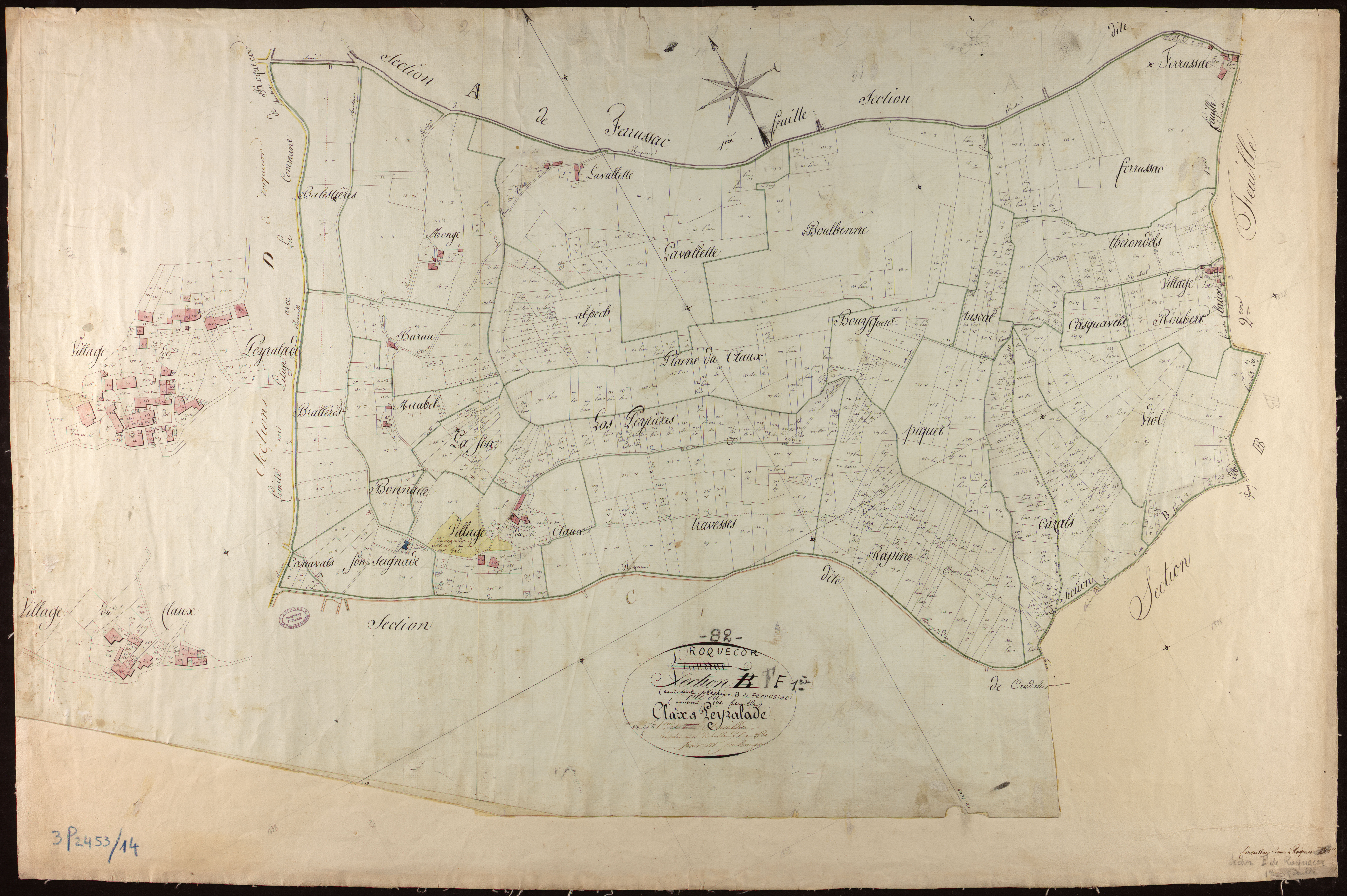 Roquecor - Section F - Le Claux et Peyralade, 1ère feuille