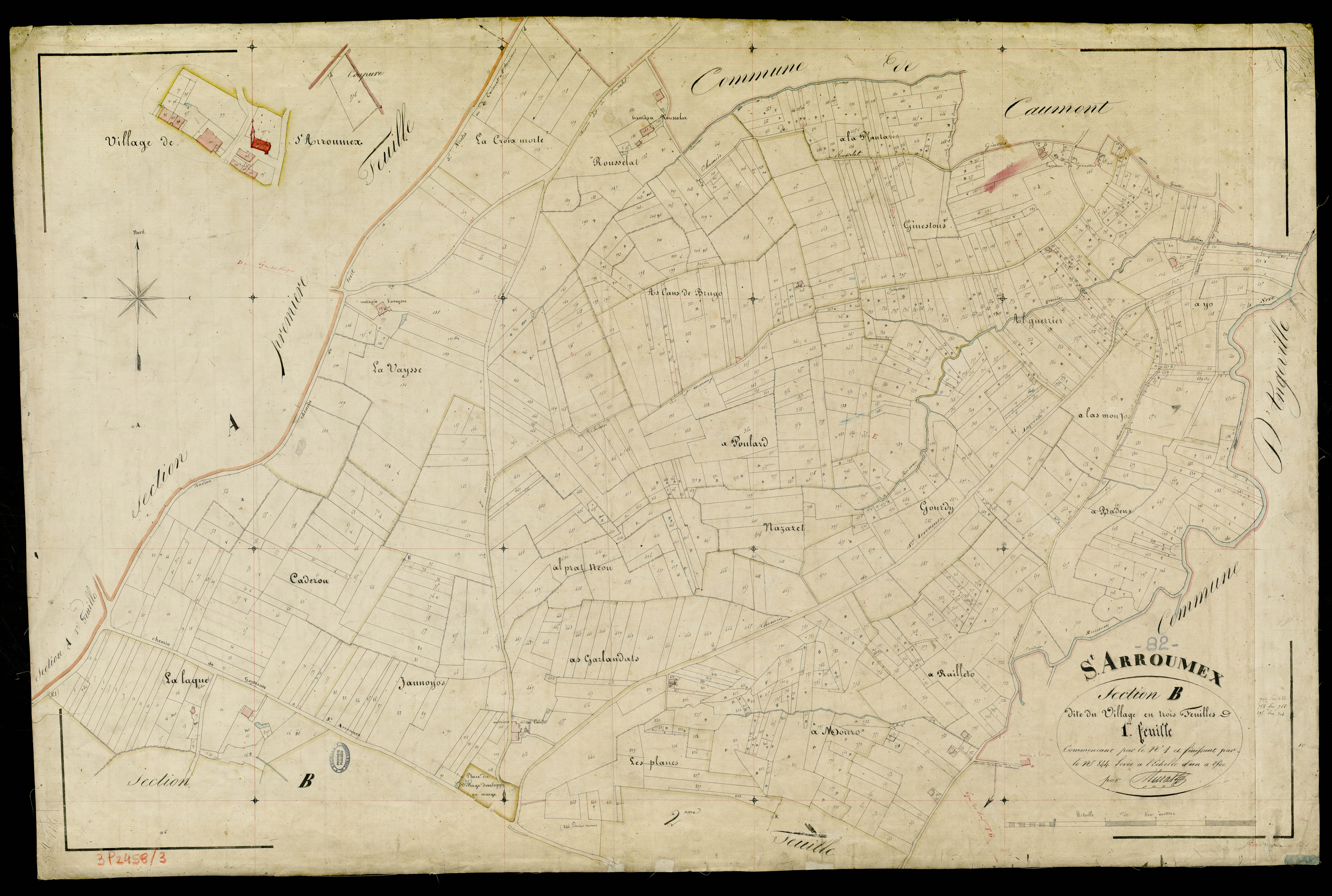 Saint-Arroumex - Section B - Le Village, 1ère feuille