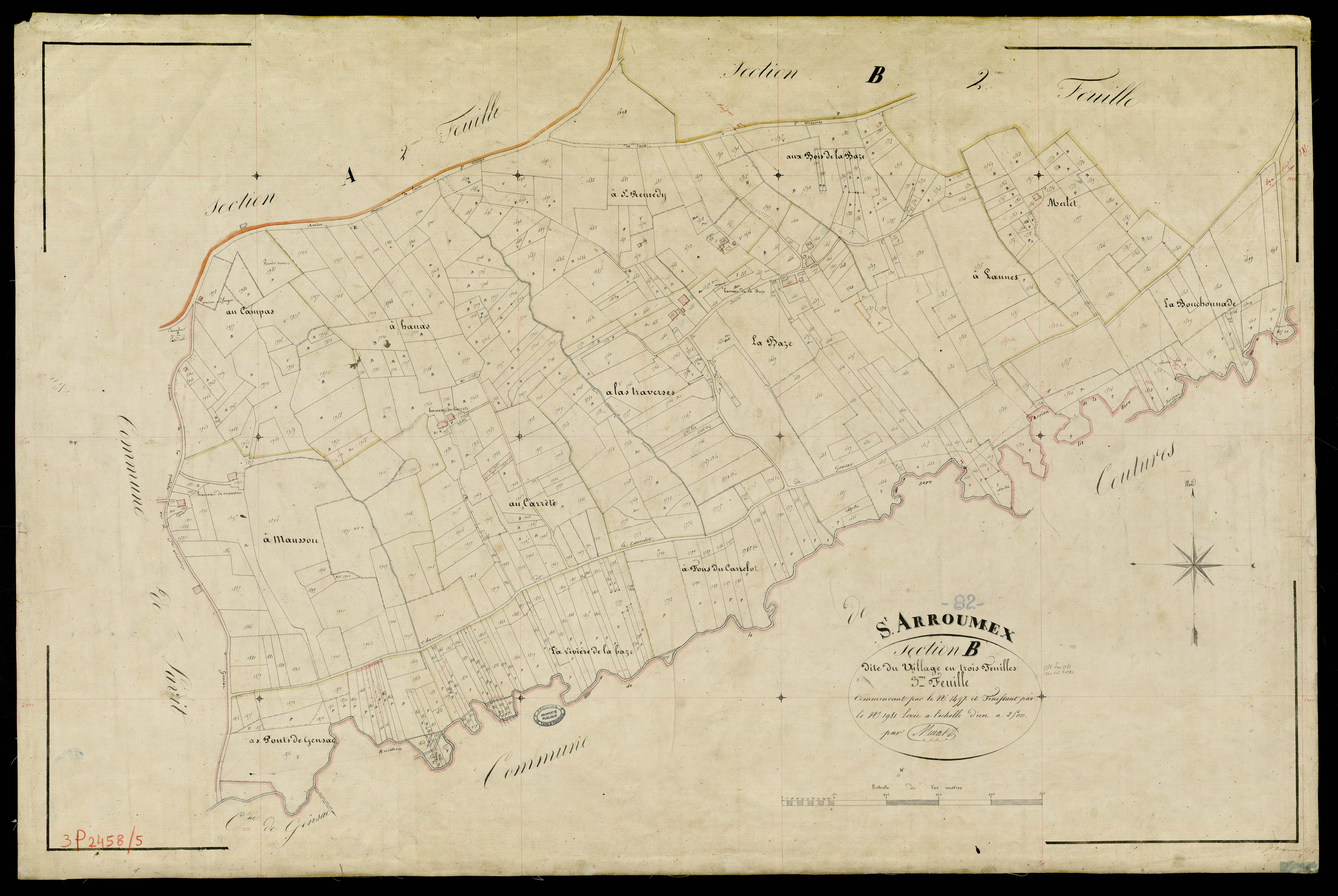 Saint-Arroumex - Section B - Le Village, 3e feuille
