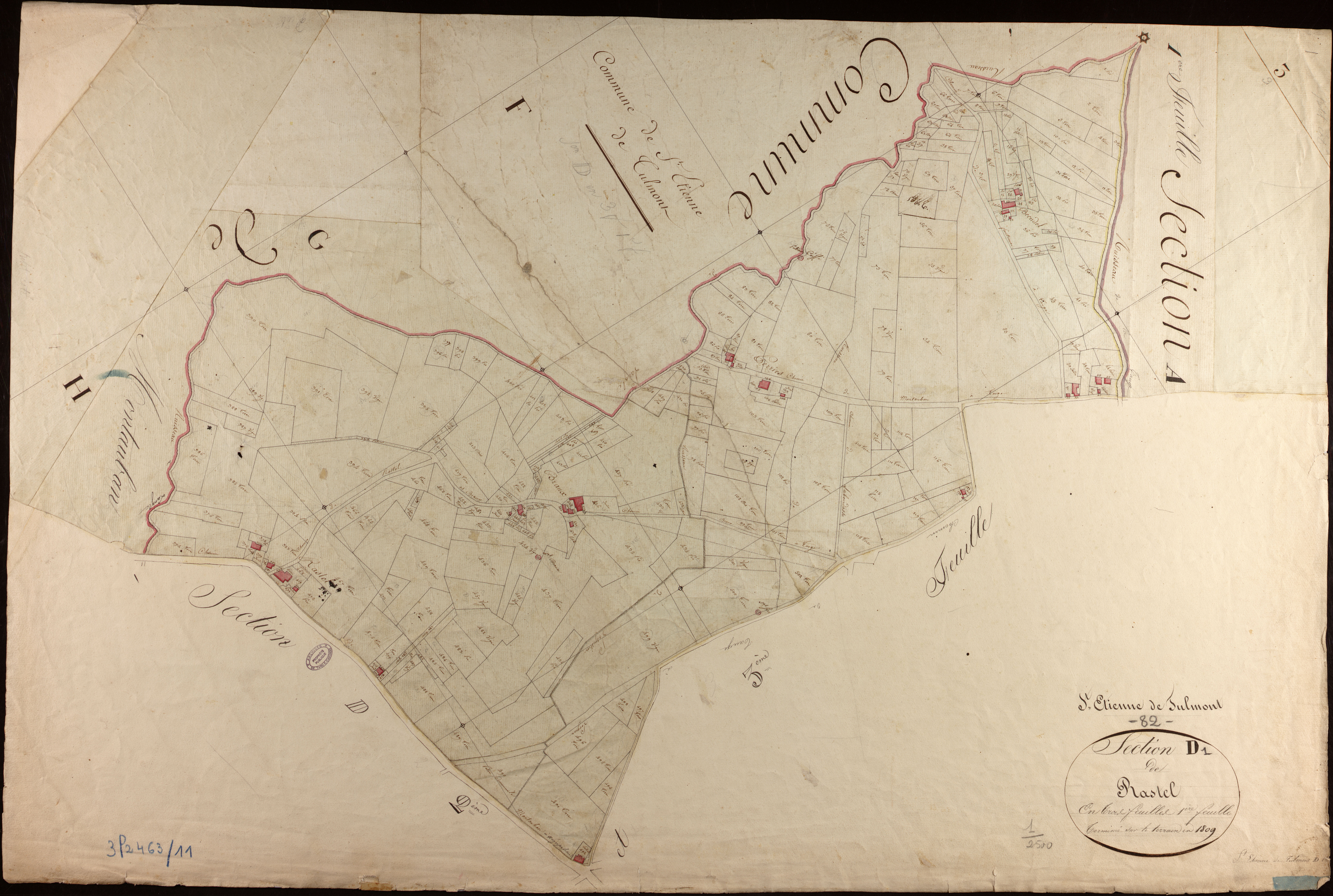 Saint-Étienne-de-Tulmont - Section D - Rastel, 1ère feuille