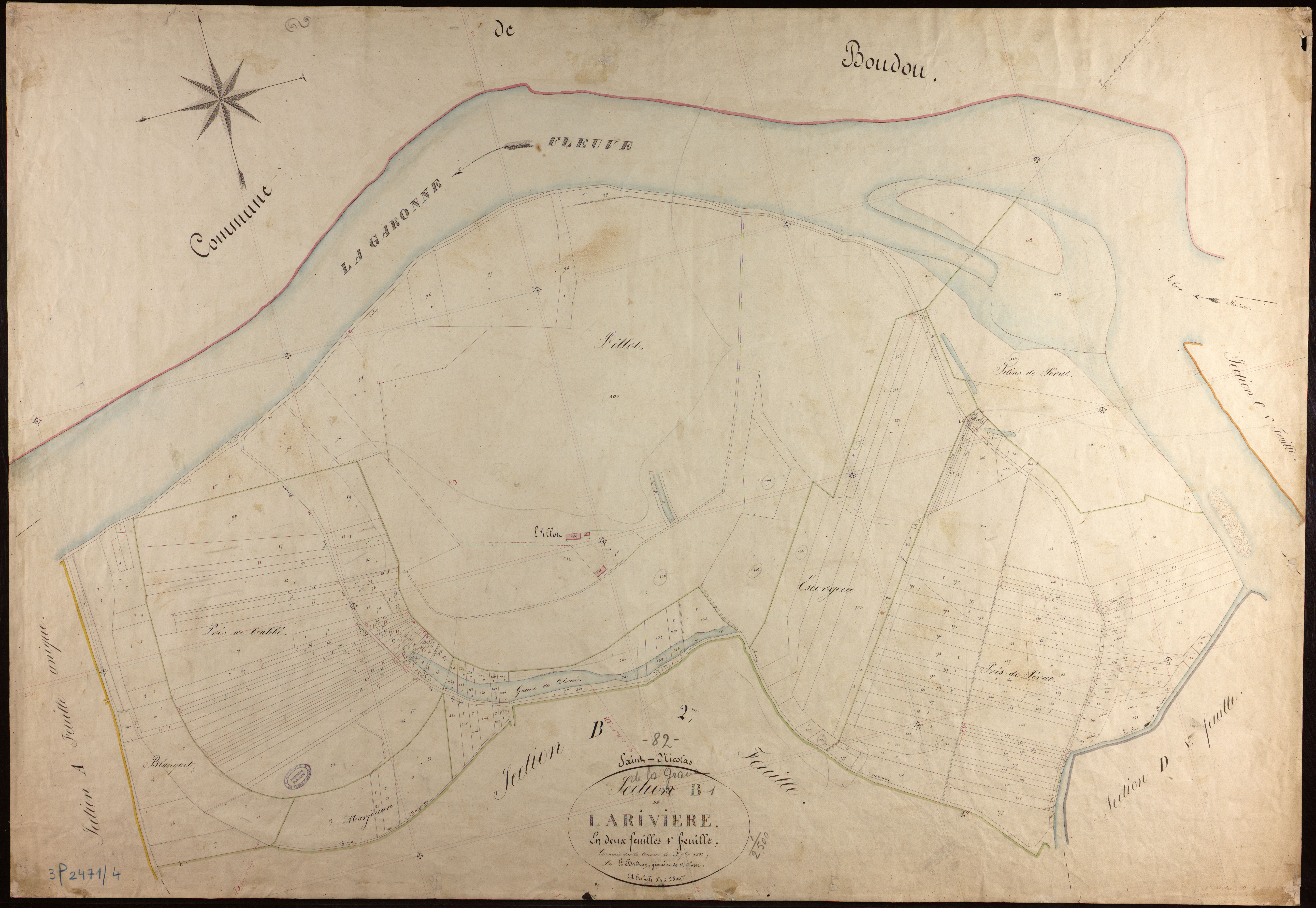 Saint-Nicolas-de-la-Grave - Section B - Larivière, 1ère feuille
