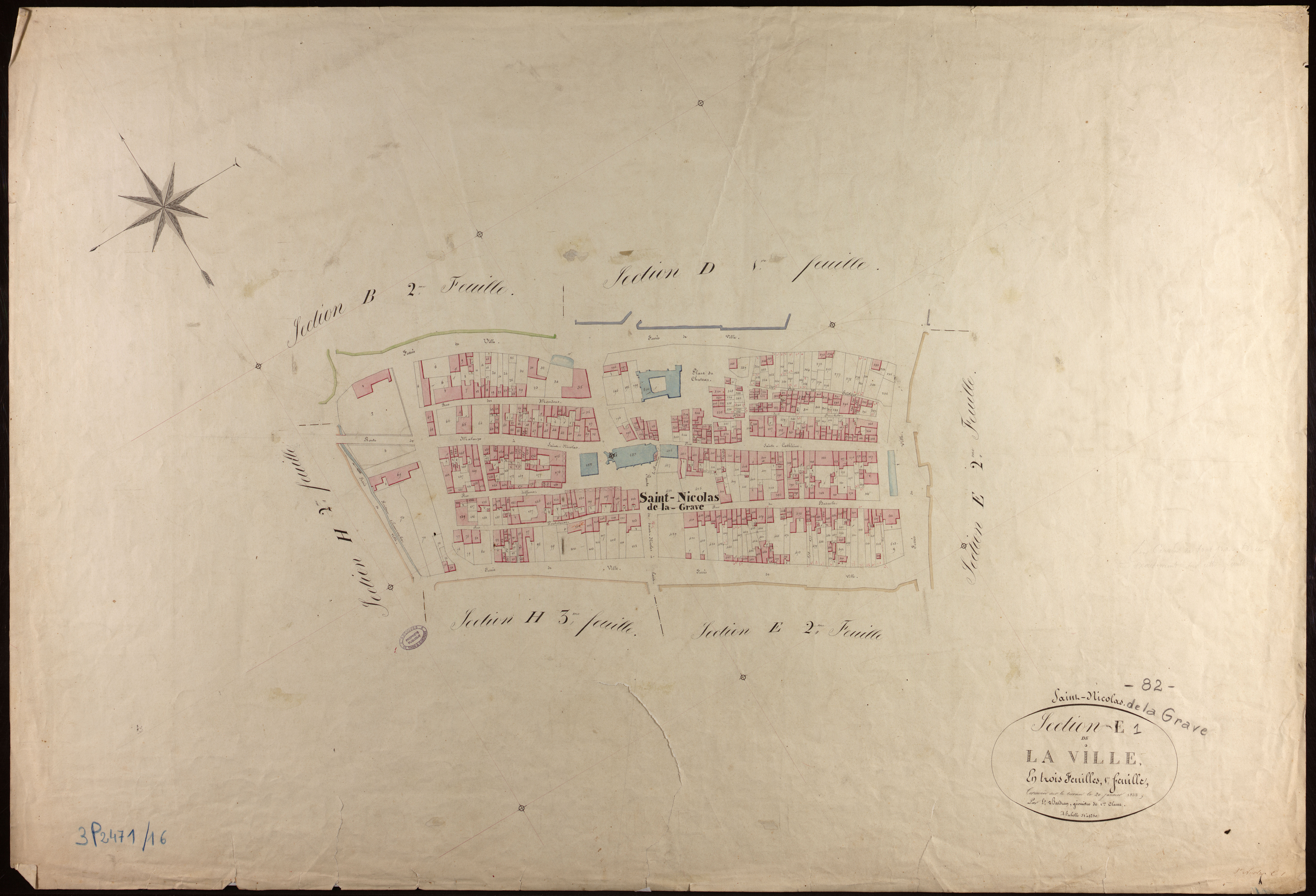 Saint-Nicolas-de-la-Grave - Section E - La Ville, 1ère feuille