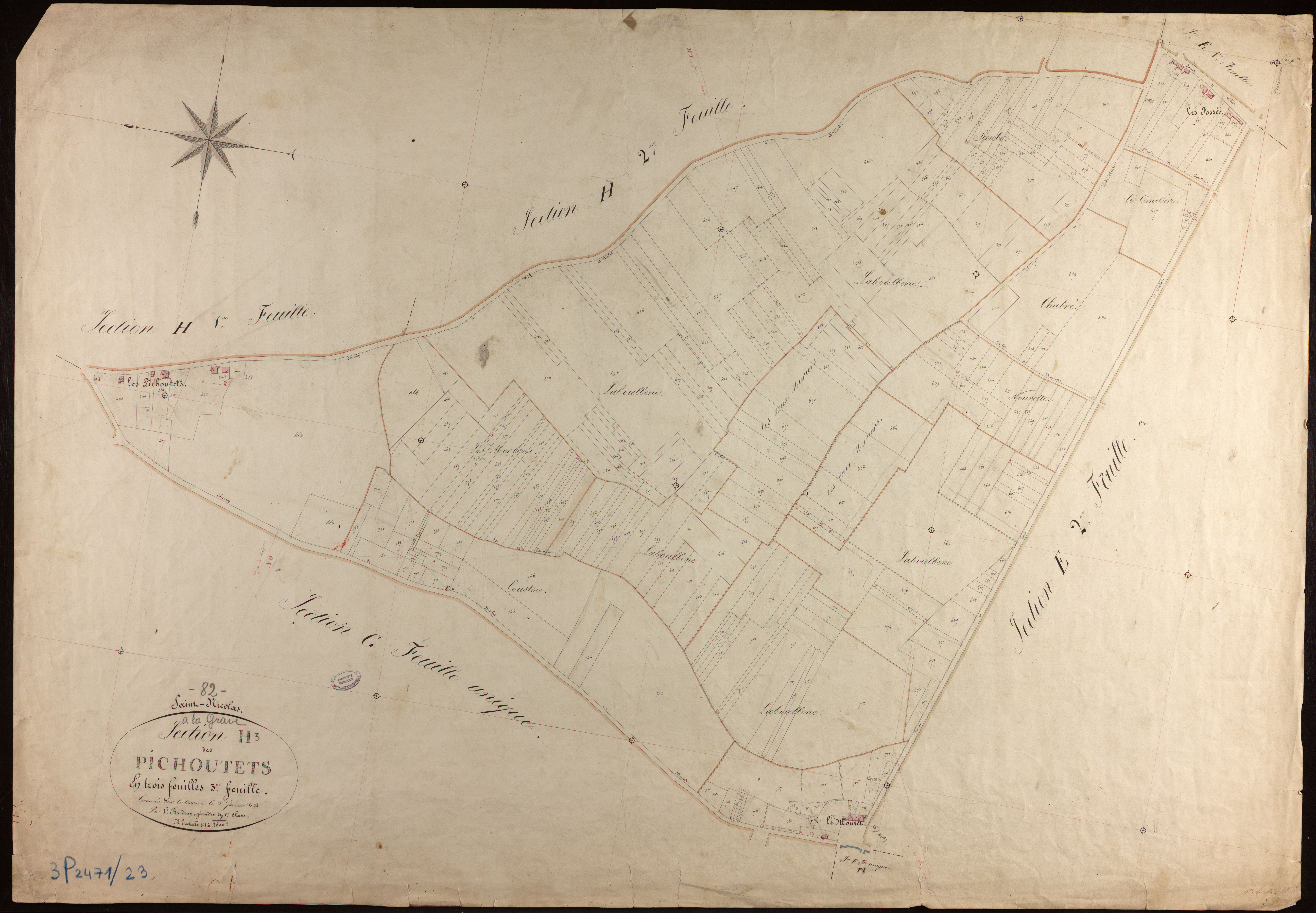 Saint-Nicolas-de-la-Grave - Section H - Les Pichoutets, 3e feuille