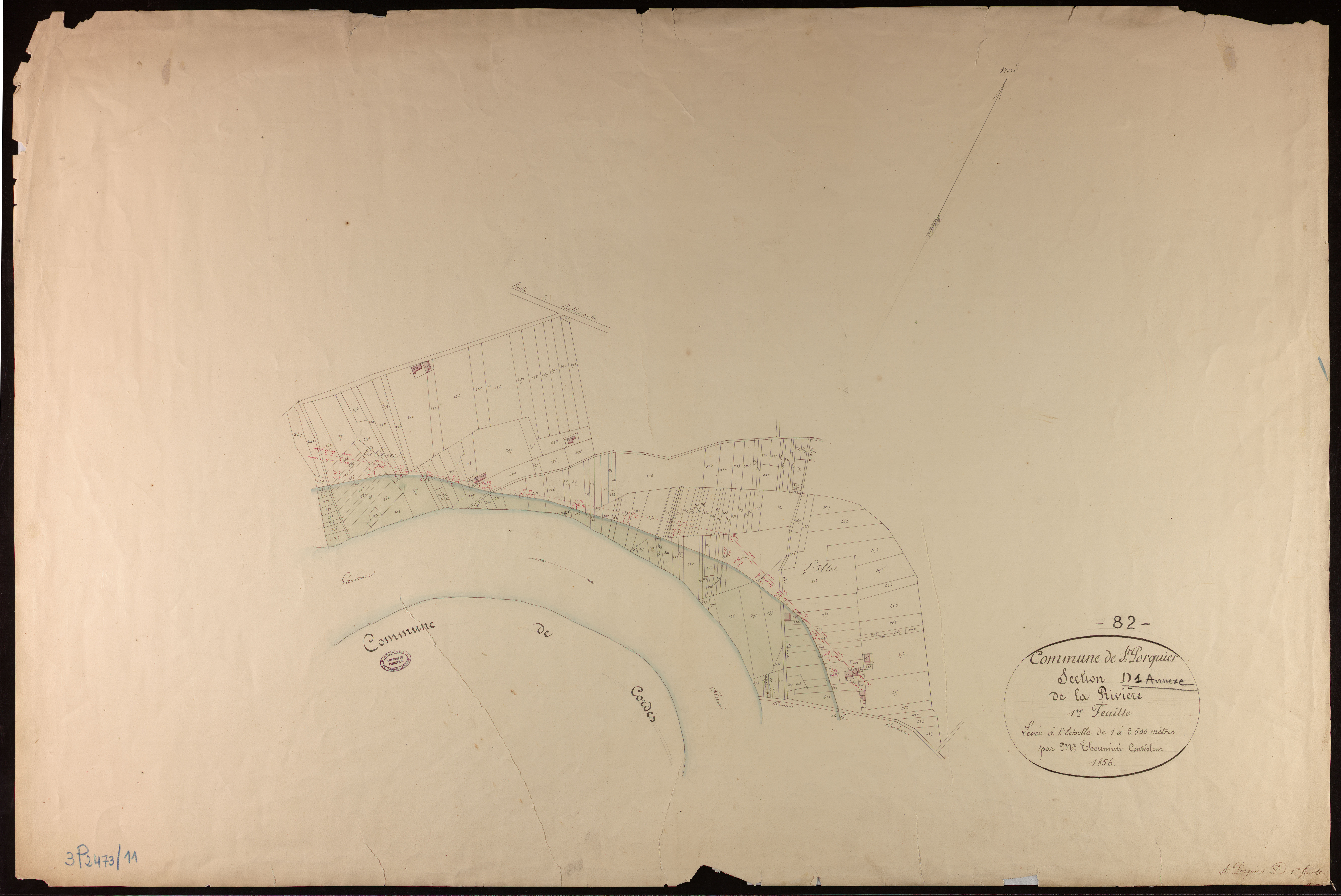 Saint-Porquier - Section D - Larivière, 1ère feuille : alluvions et corrosions