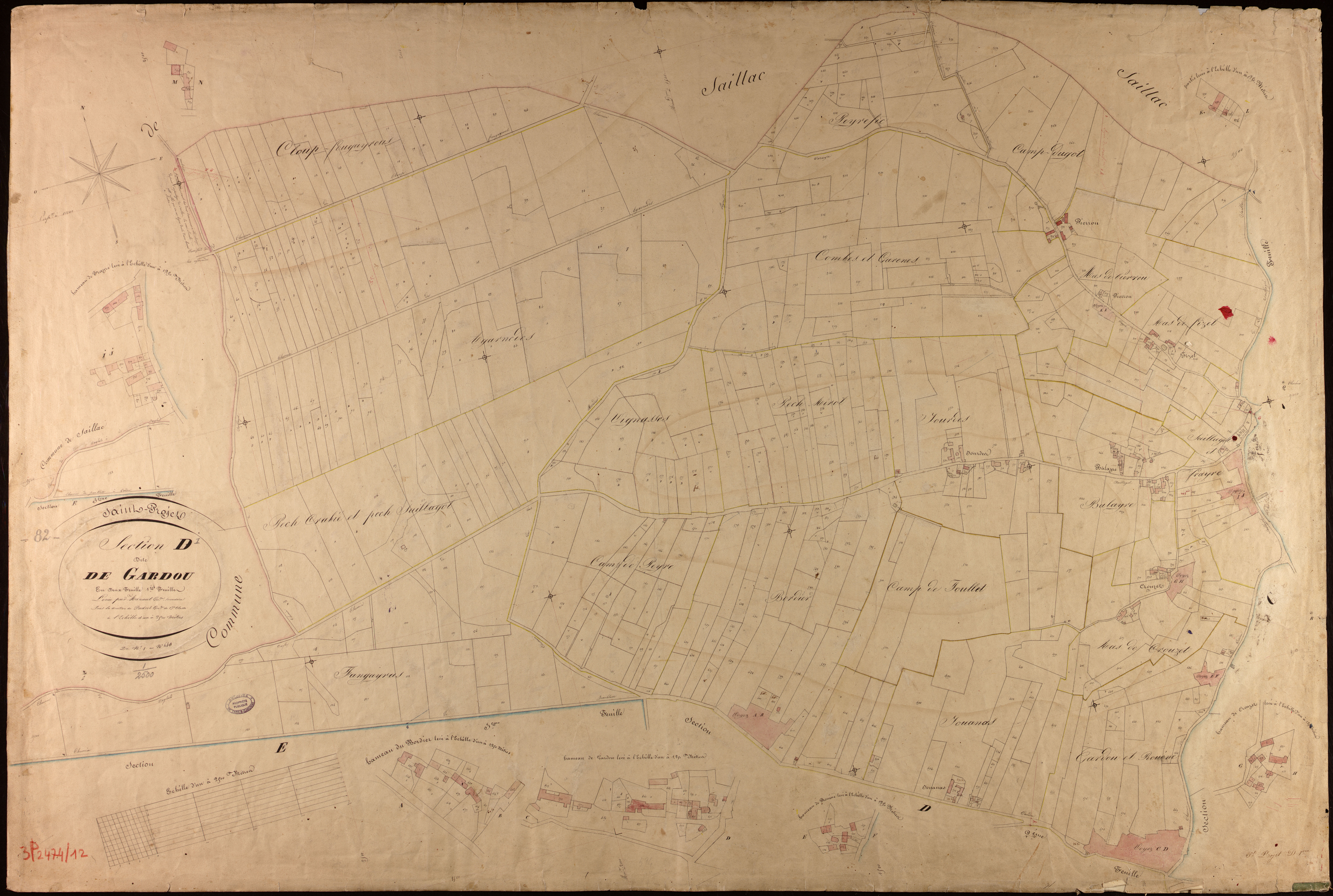 Saint-Projet - Section D - Gardou, 1ère feuille