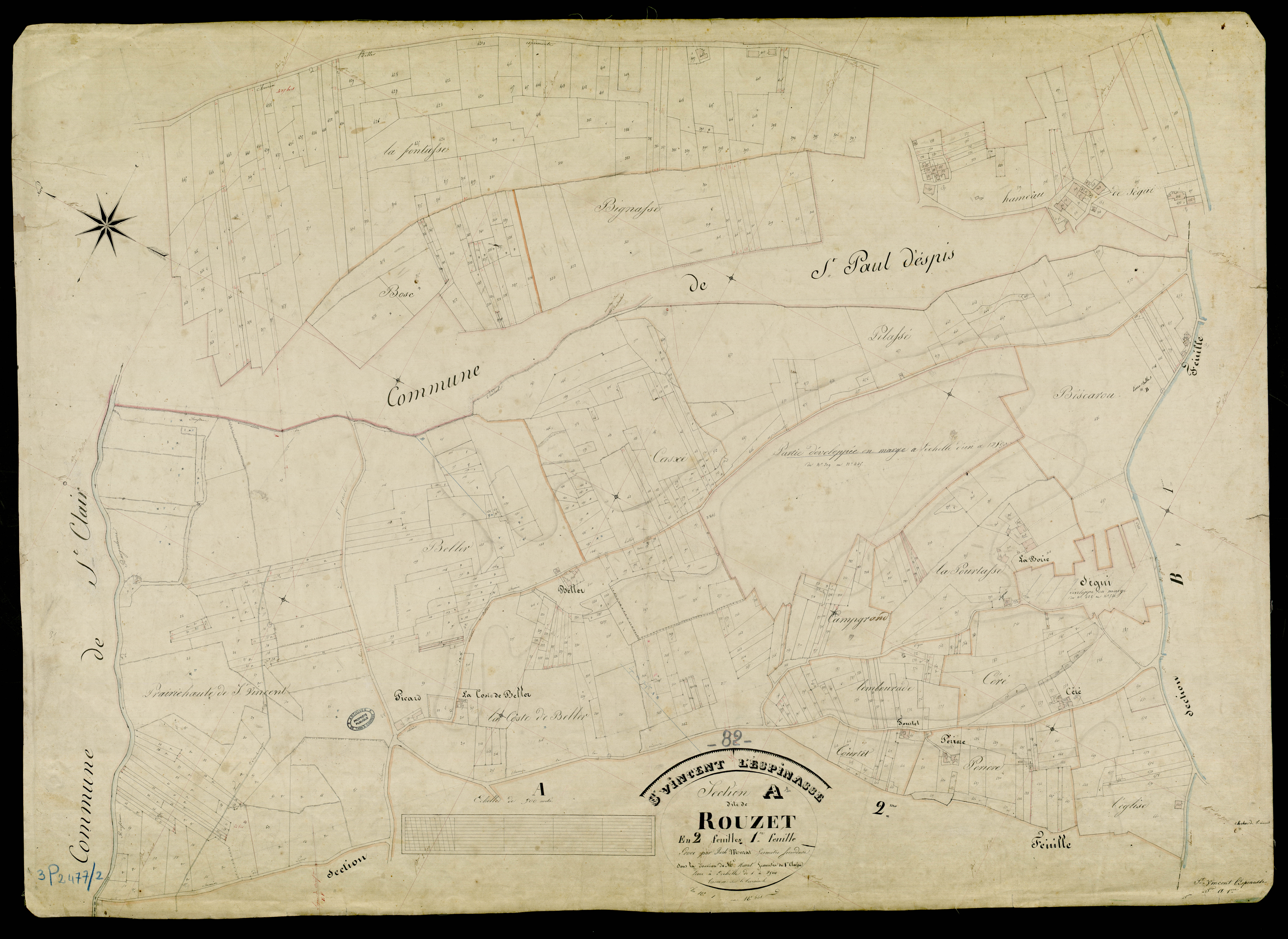 Saint-Vincent-Lespinasse - Section A - Le Rouzet, 1ère feuille