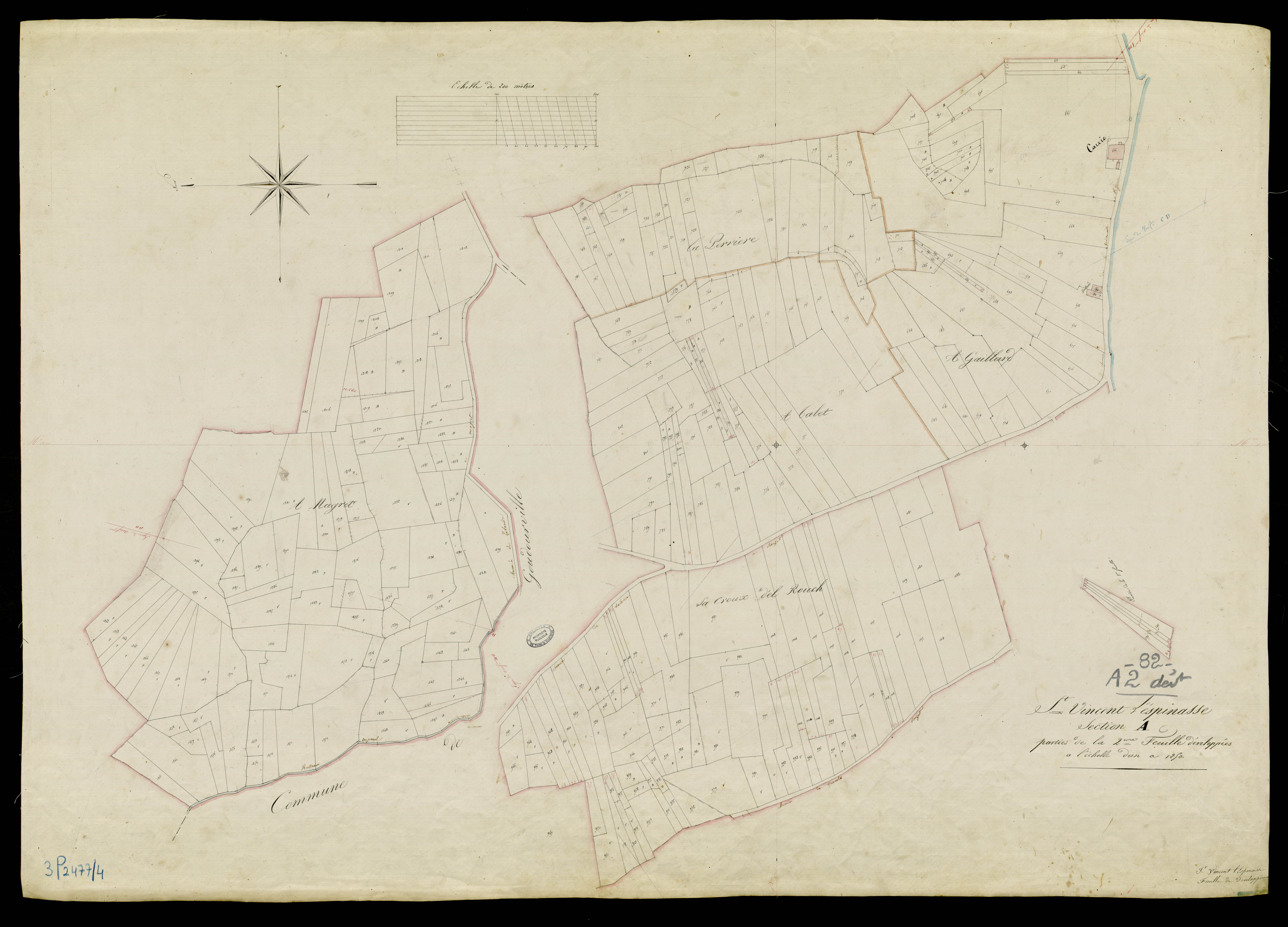 Saint-Vincent-Lespinasse - Section A - Le Rouzet, 2e feuille : développement