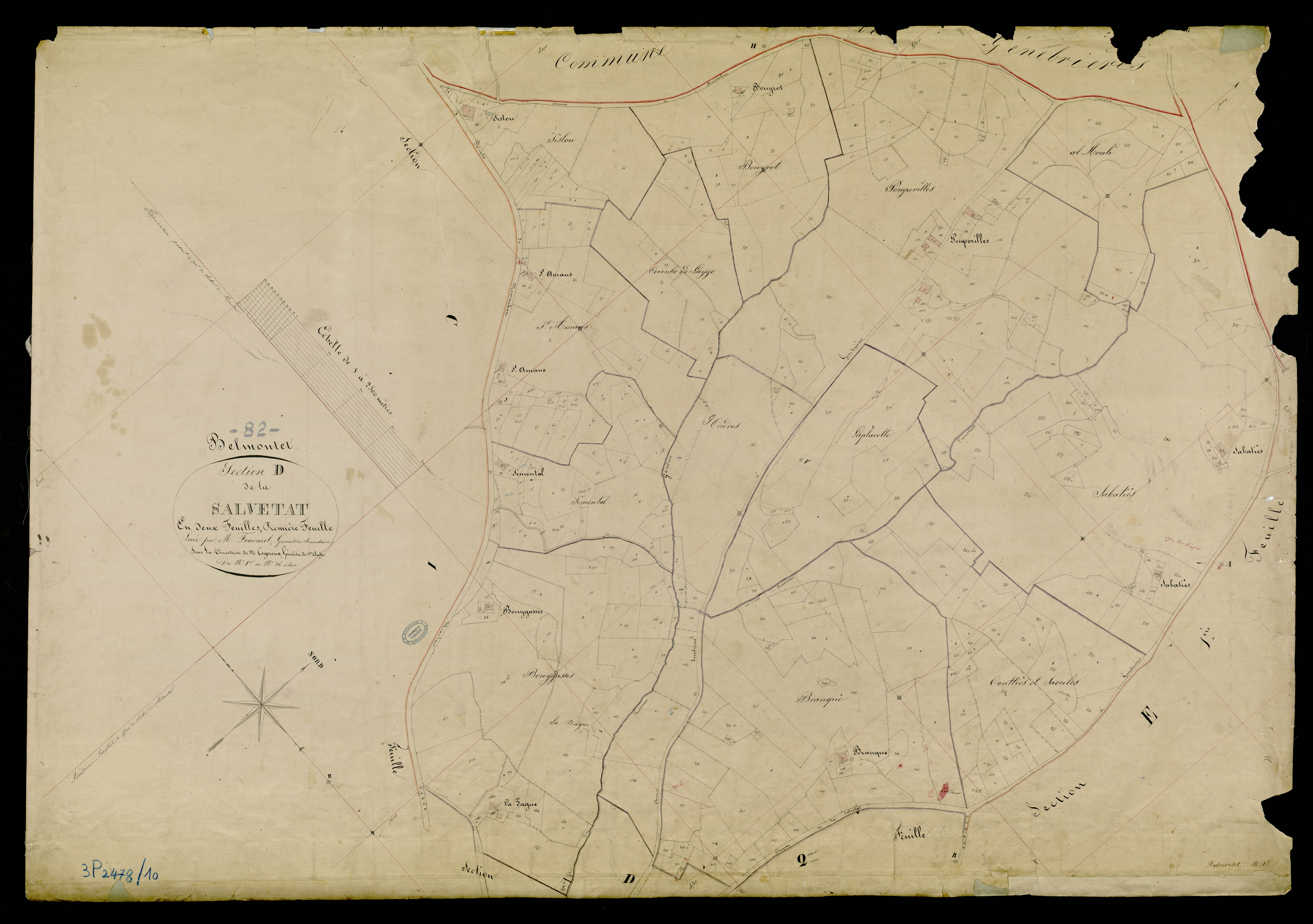 La Salvetat-Belmontet - Section D - La Salvetat, 1ère feuille