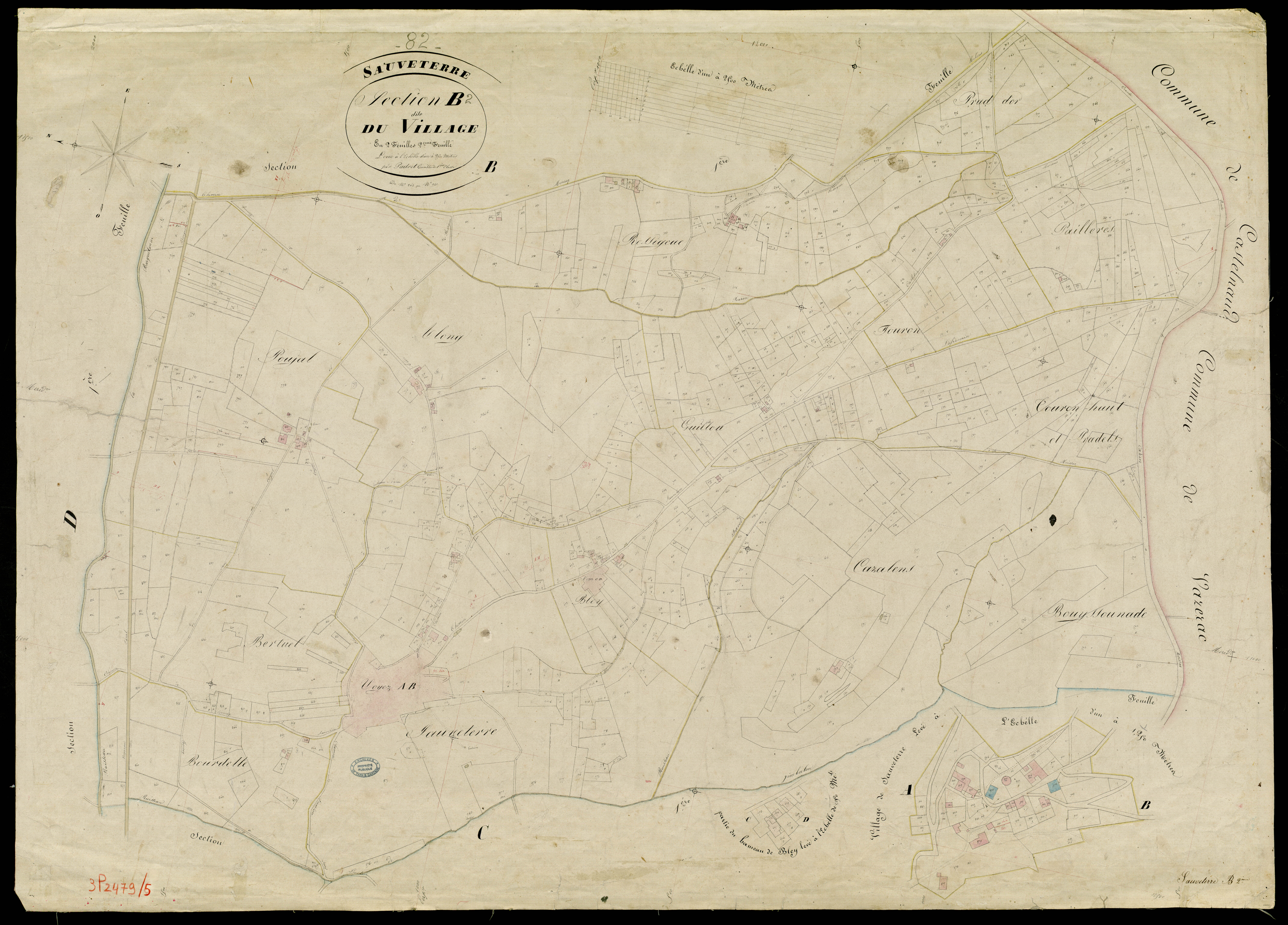 Sauveterre - Section B - Le Village, 2e feuille