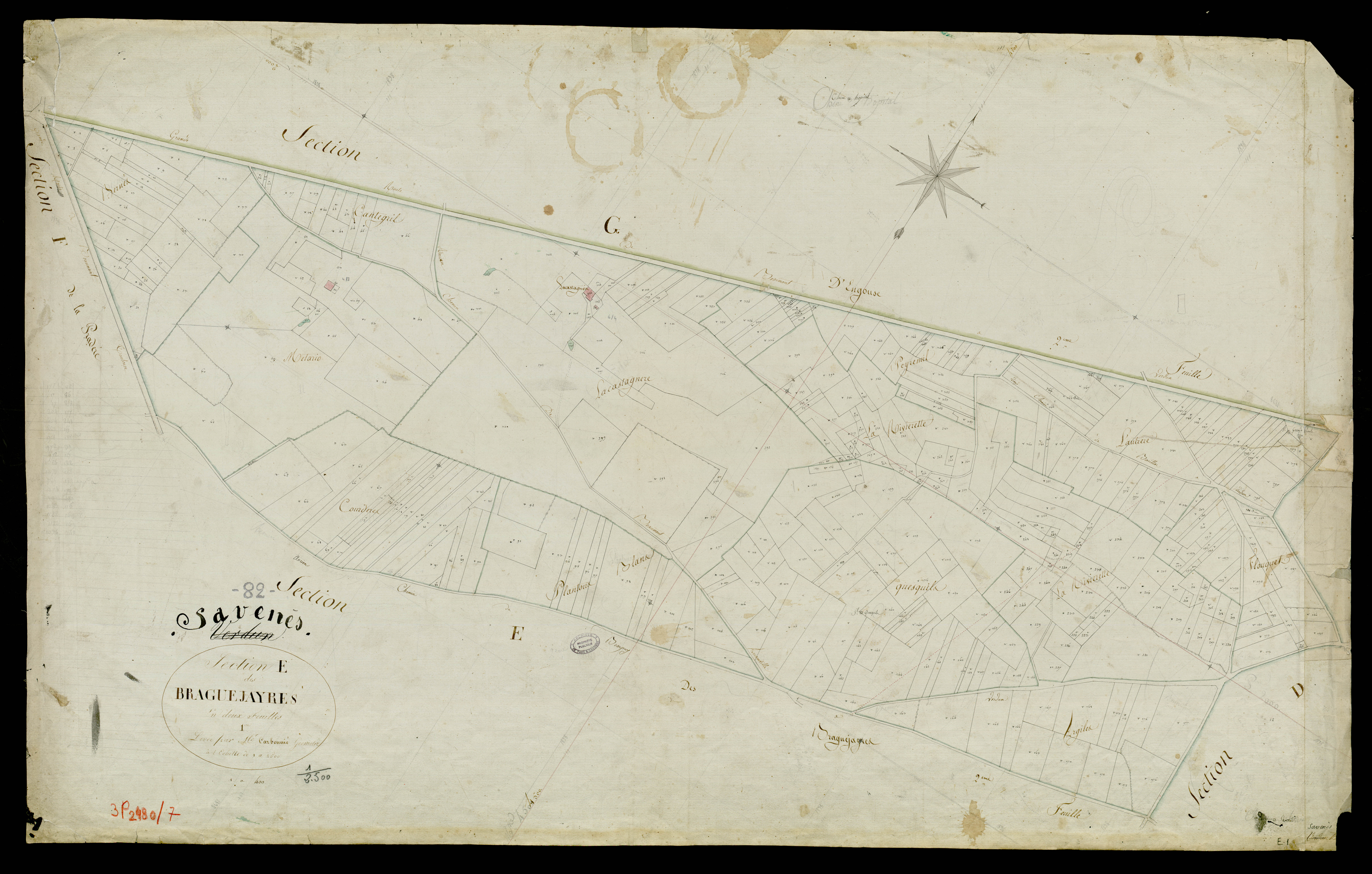 Savenès - Section E - Les Braguejayres, 1ère feuille