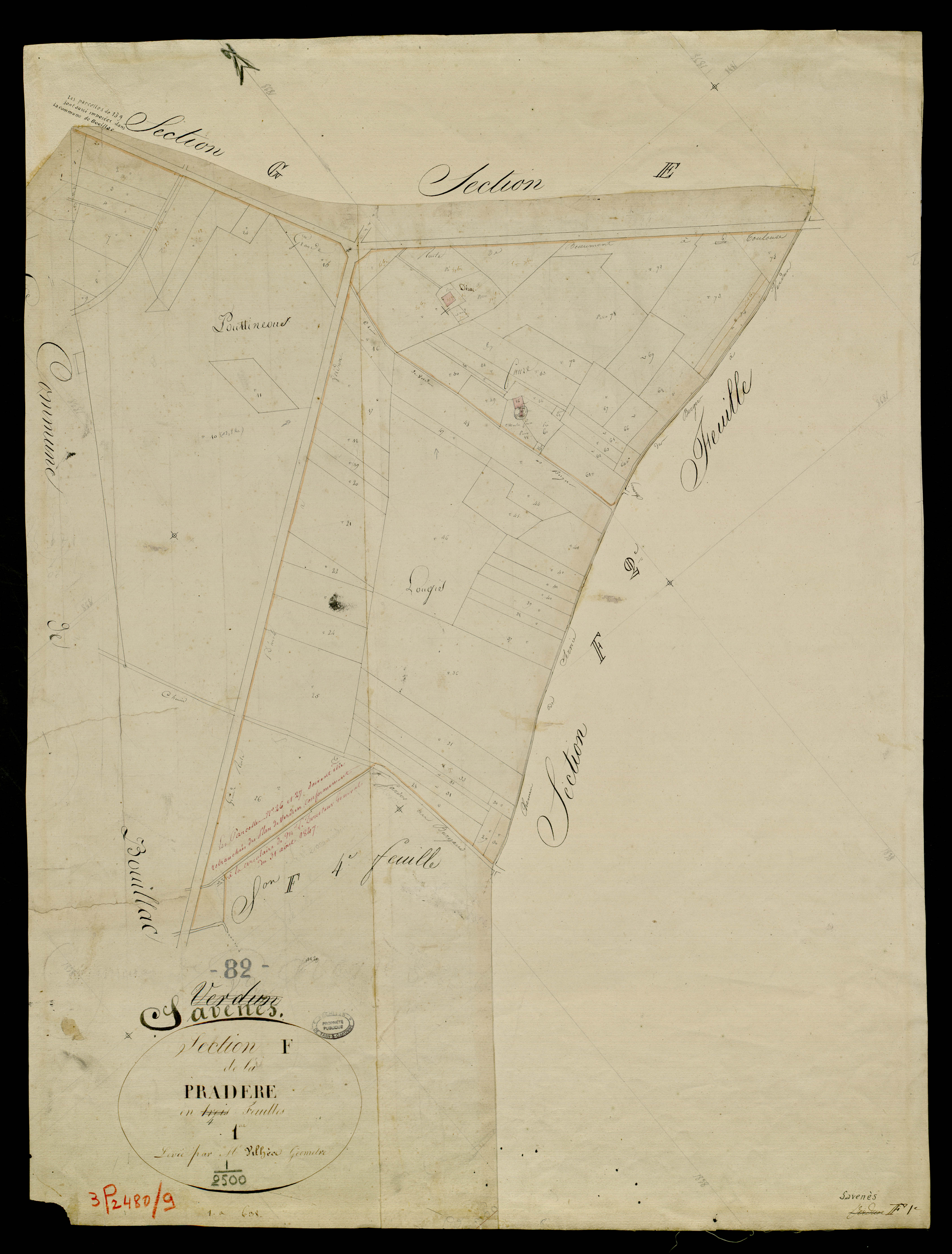 Savenès - Section F - La Pradère, 1ère feuille