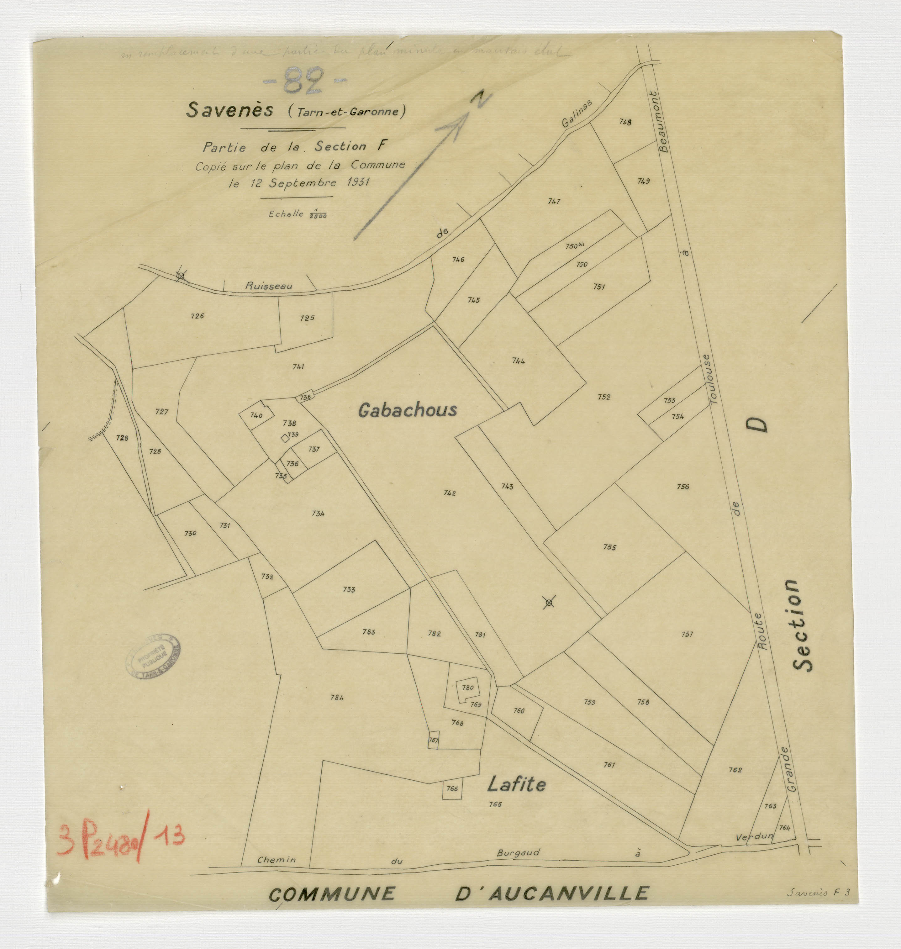 Savenès - Section F - La Pradère, 3e feuille