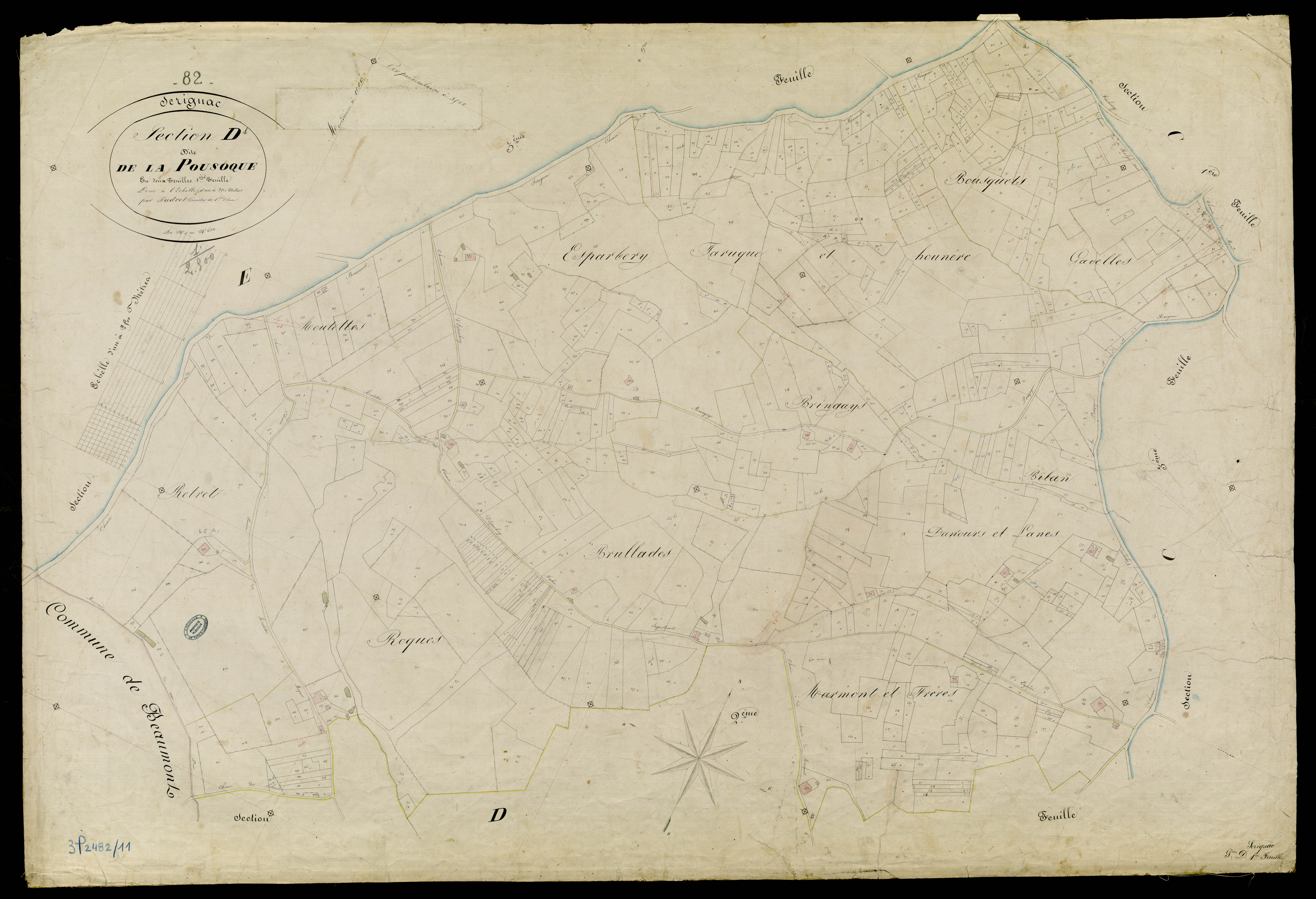 Sérignac - Section D - La Pousoque, 1ère feuille