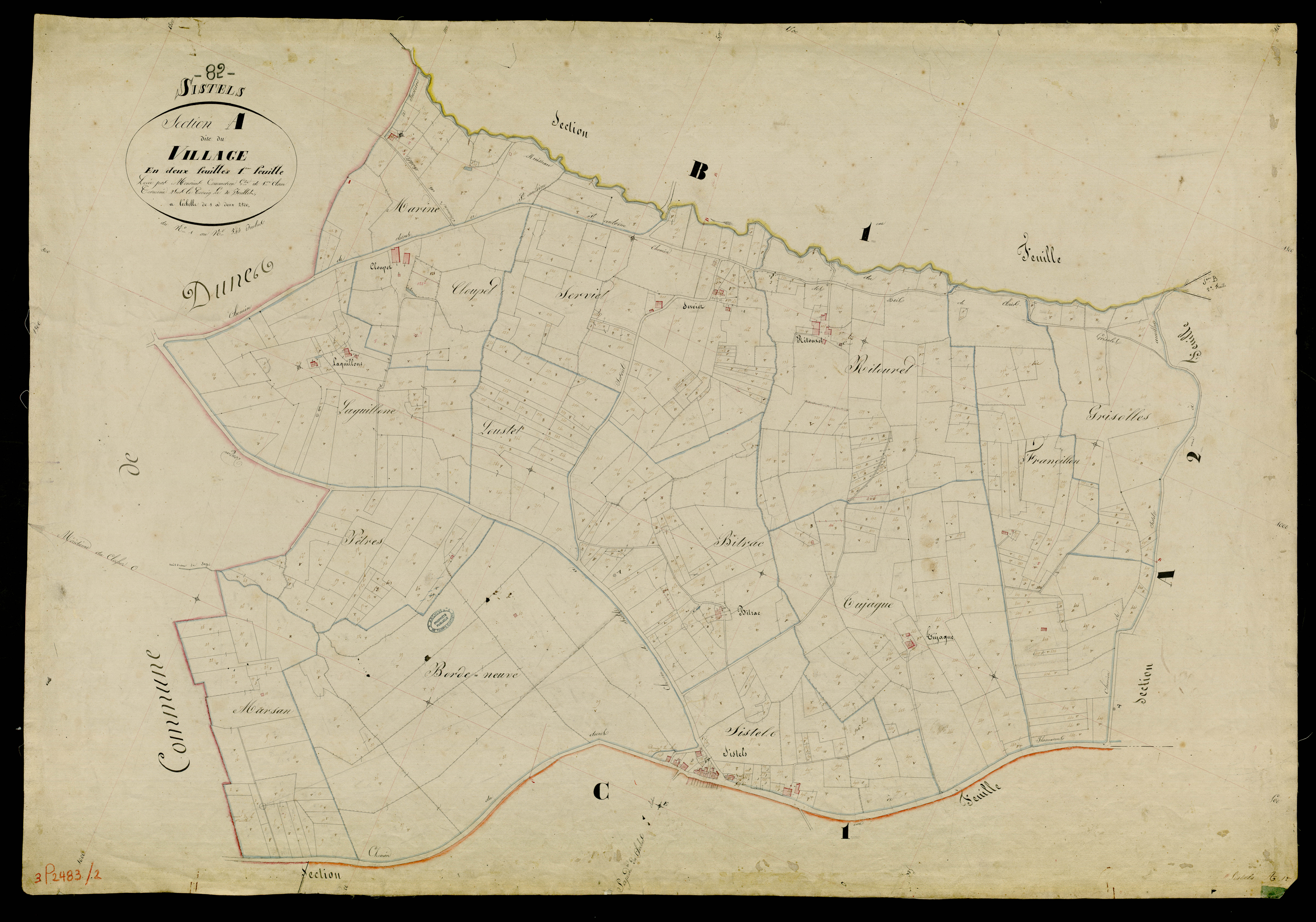 Sistels - Section A - Le Village, 1ère feuille