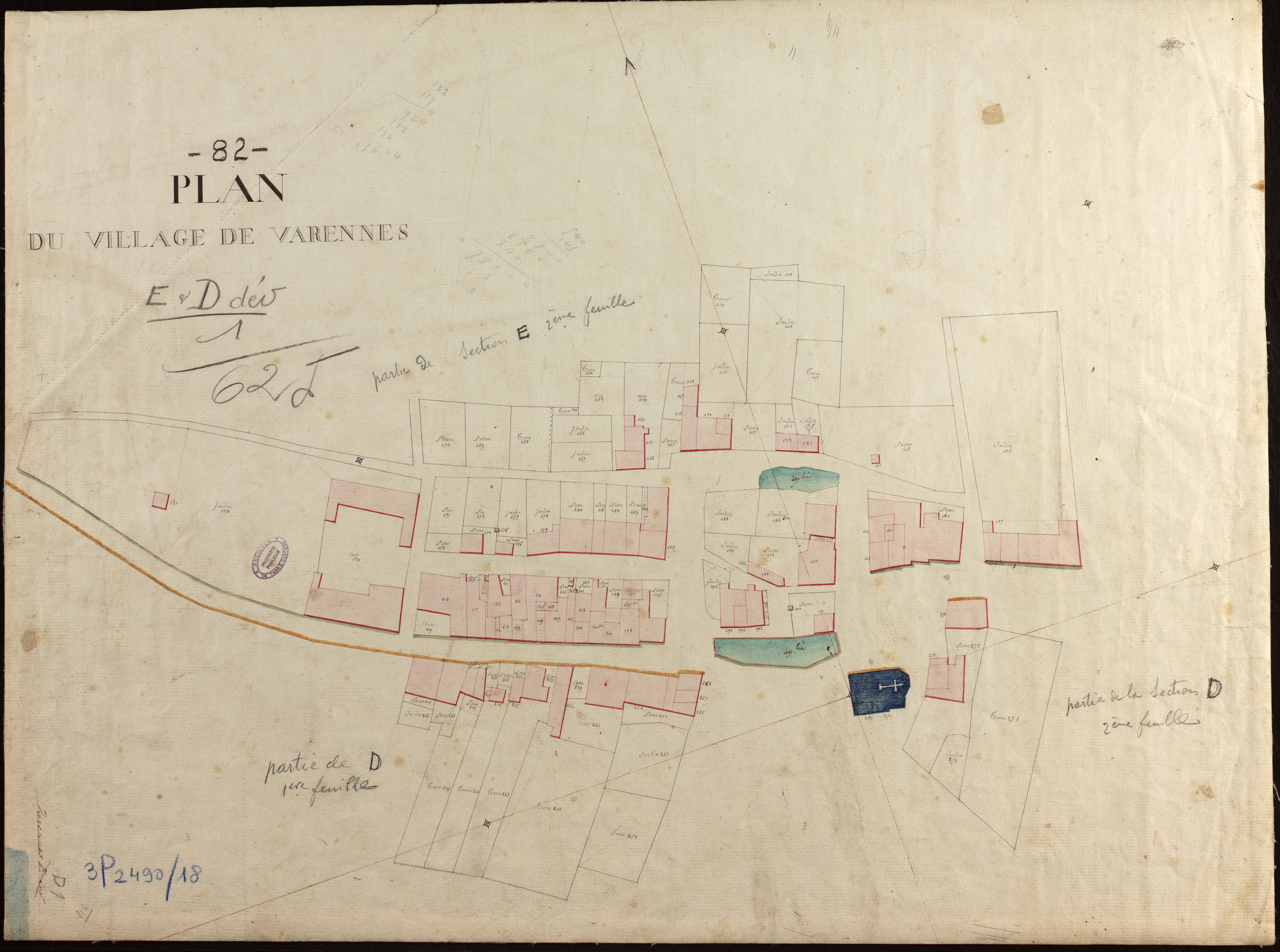 Varennes - Sections D, E : développement du village