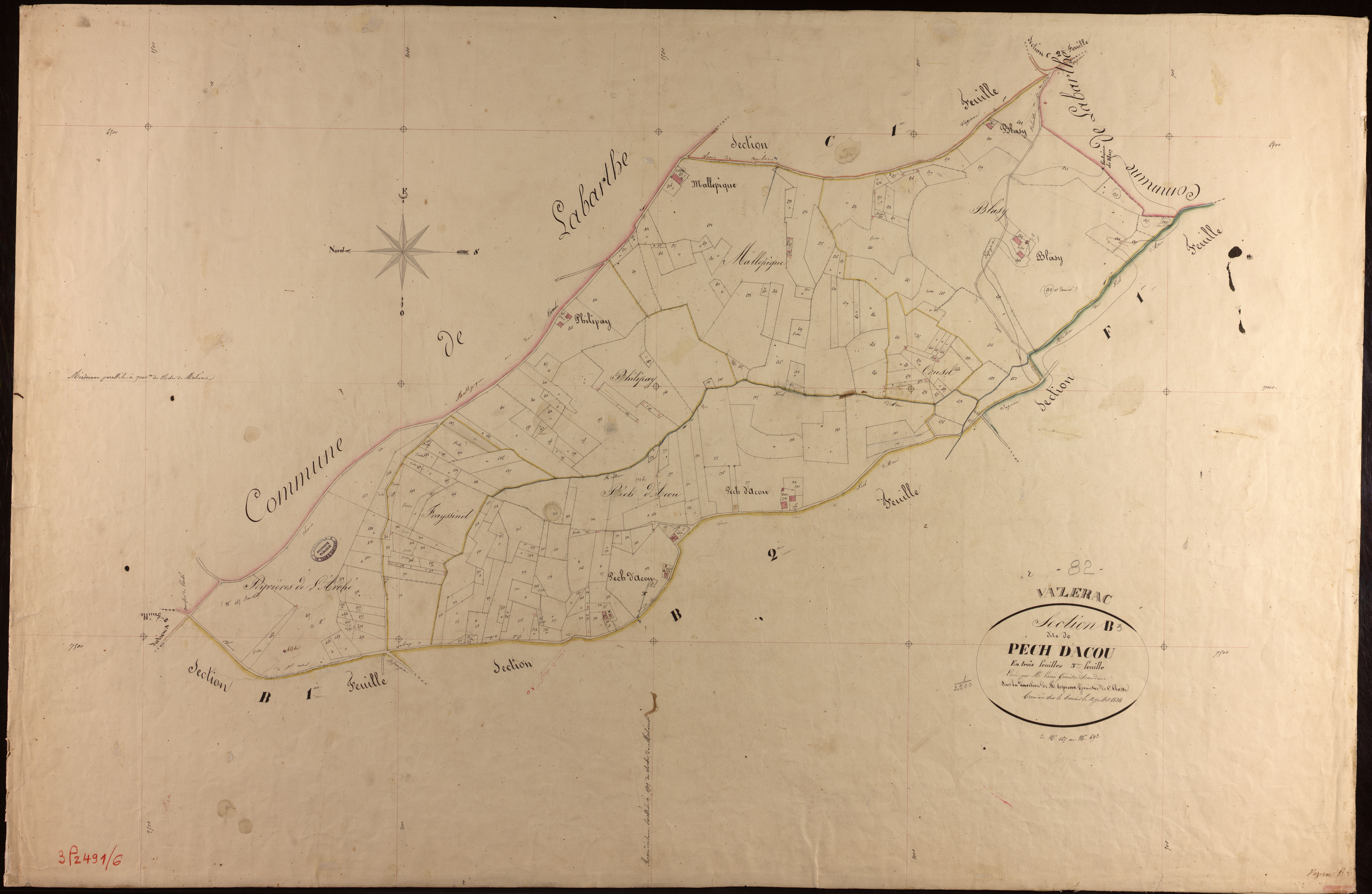 Vazerac - Section B - Pech d'Acou, 3e feuille