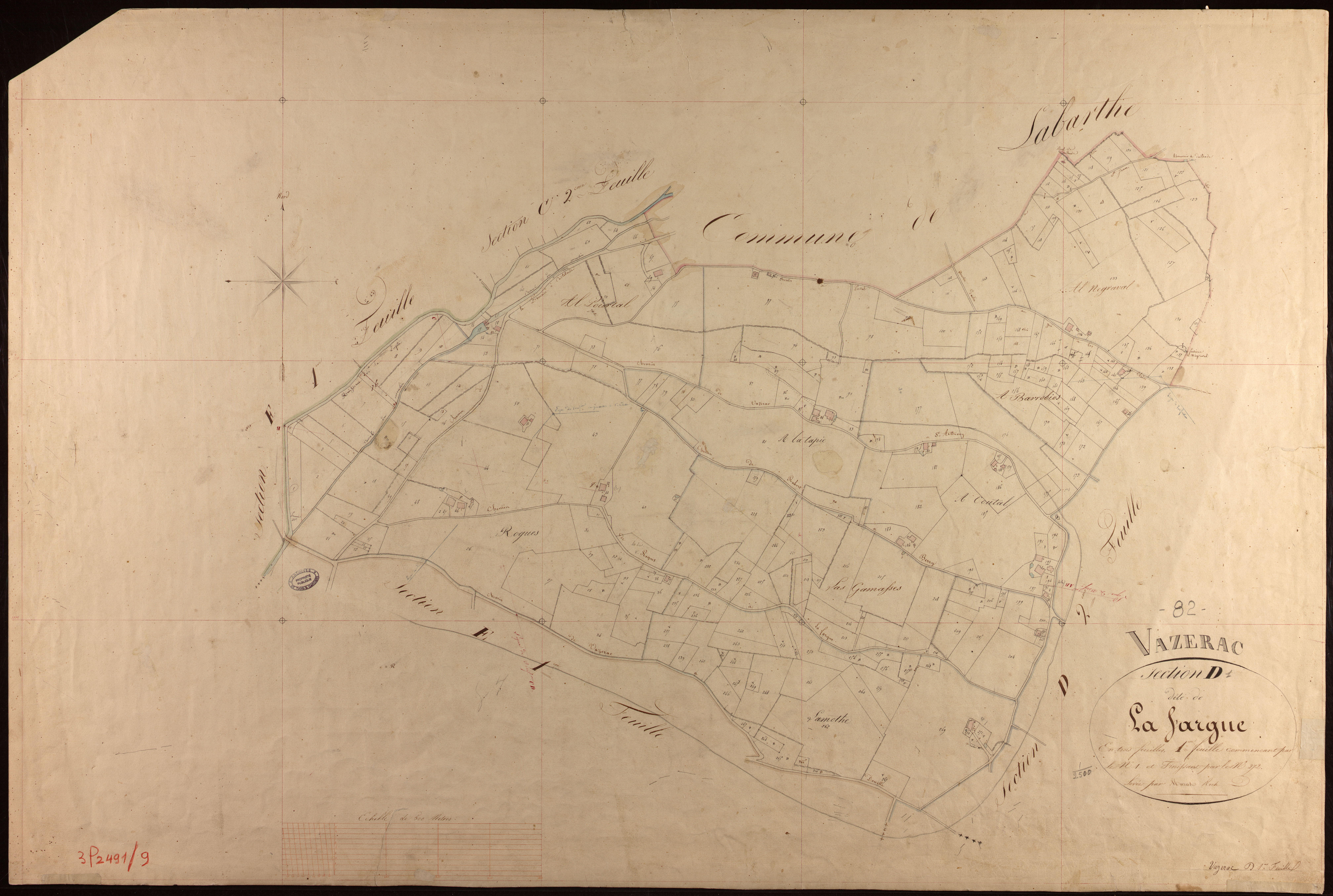 Vazerac - Section D - La Fargue, 1ère feuille