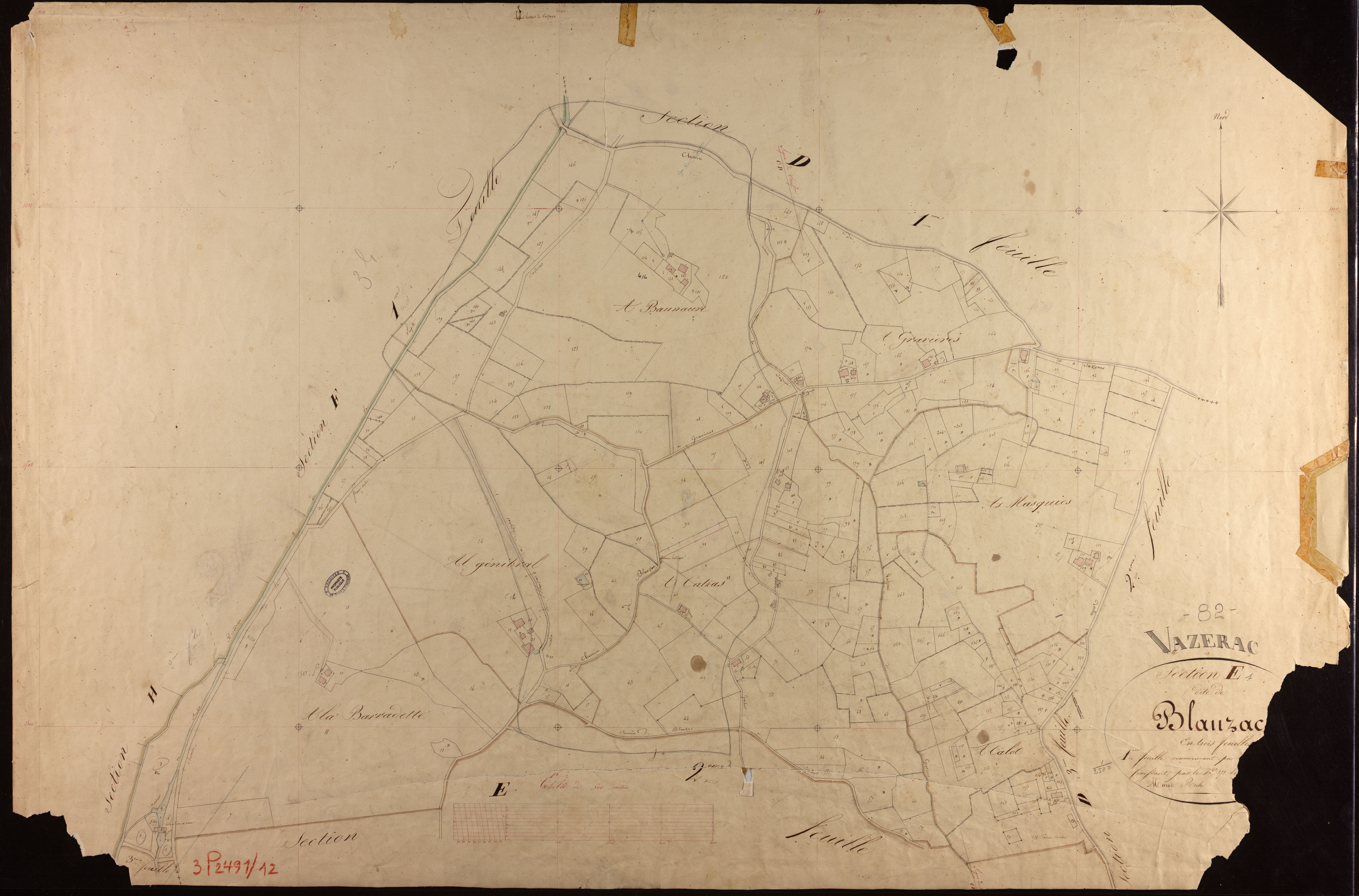 Vazerac - Section E - Blauzac, 1ère feuille