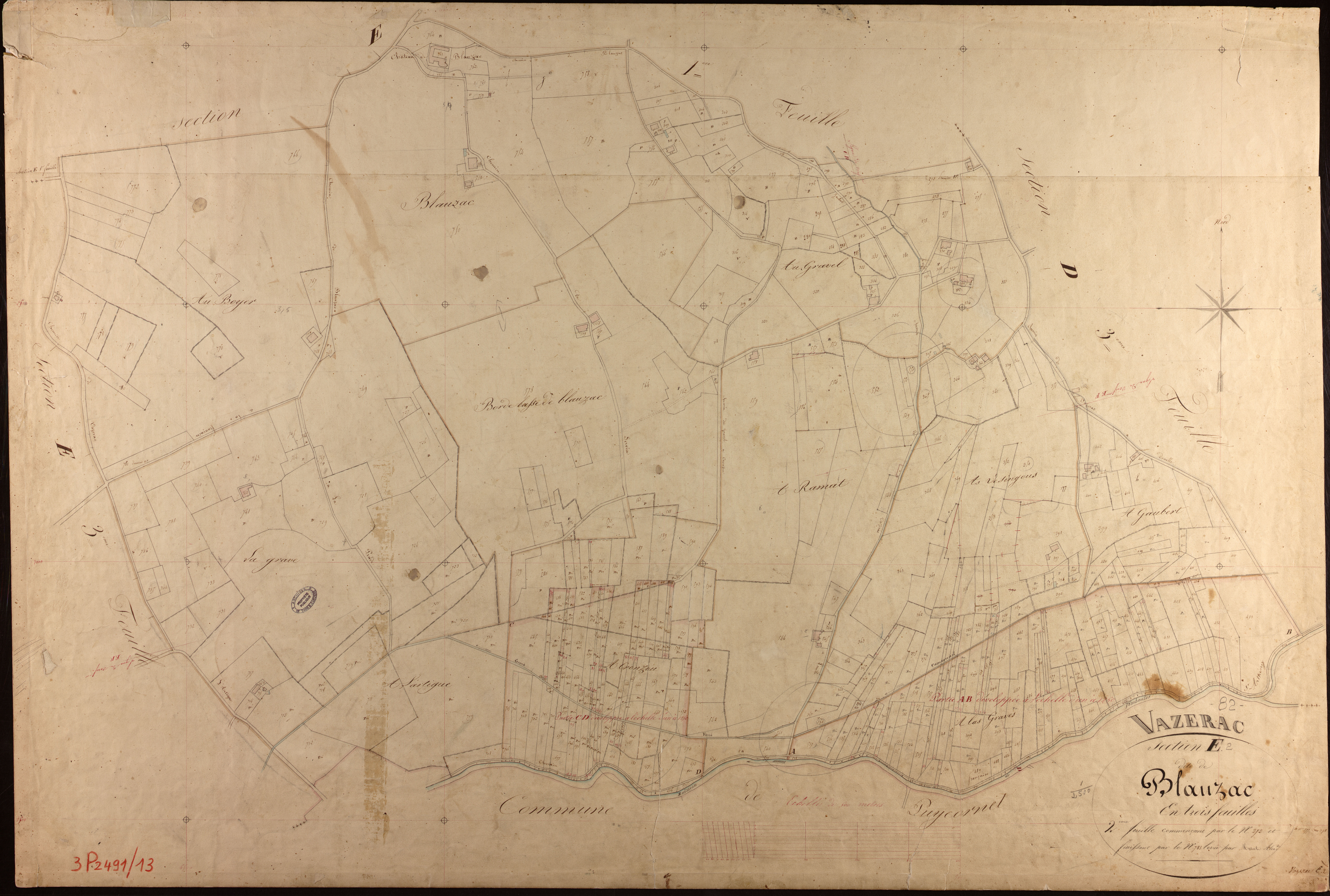 Vazerac - Section E - Blauzac, 2e feuille