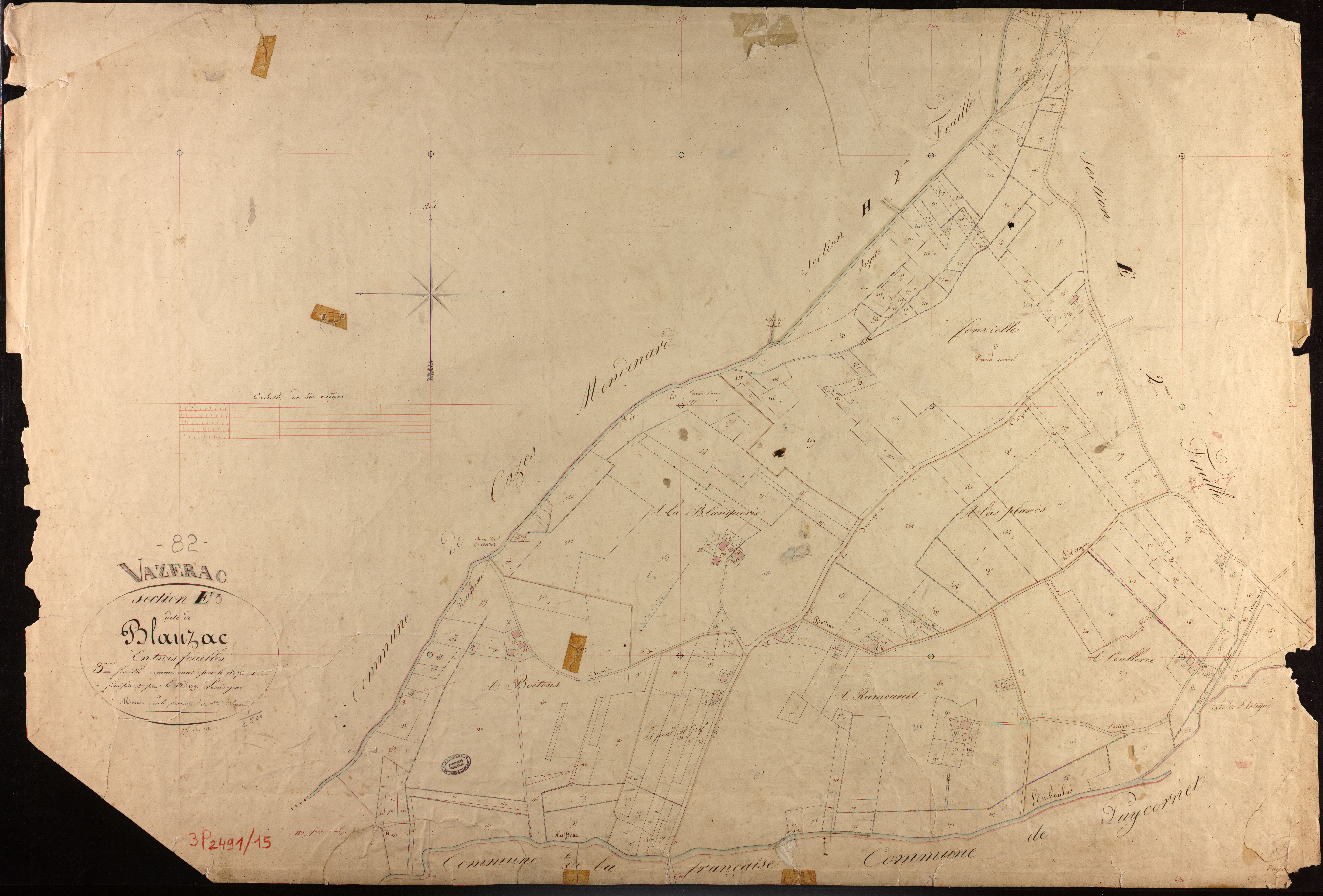 Vazerac - Section E - Blauzac, 3e feuille