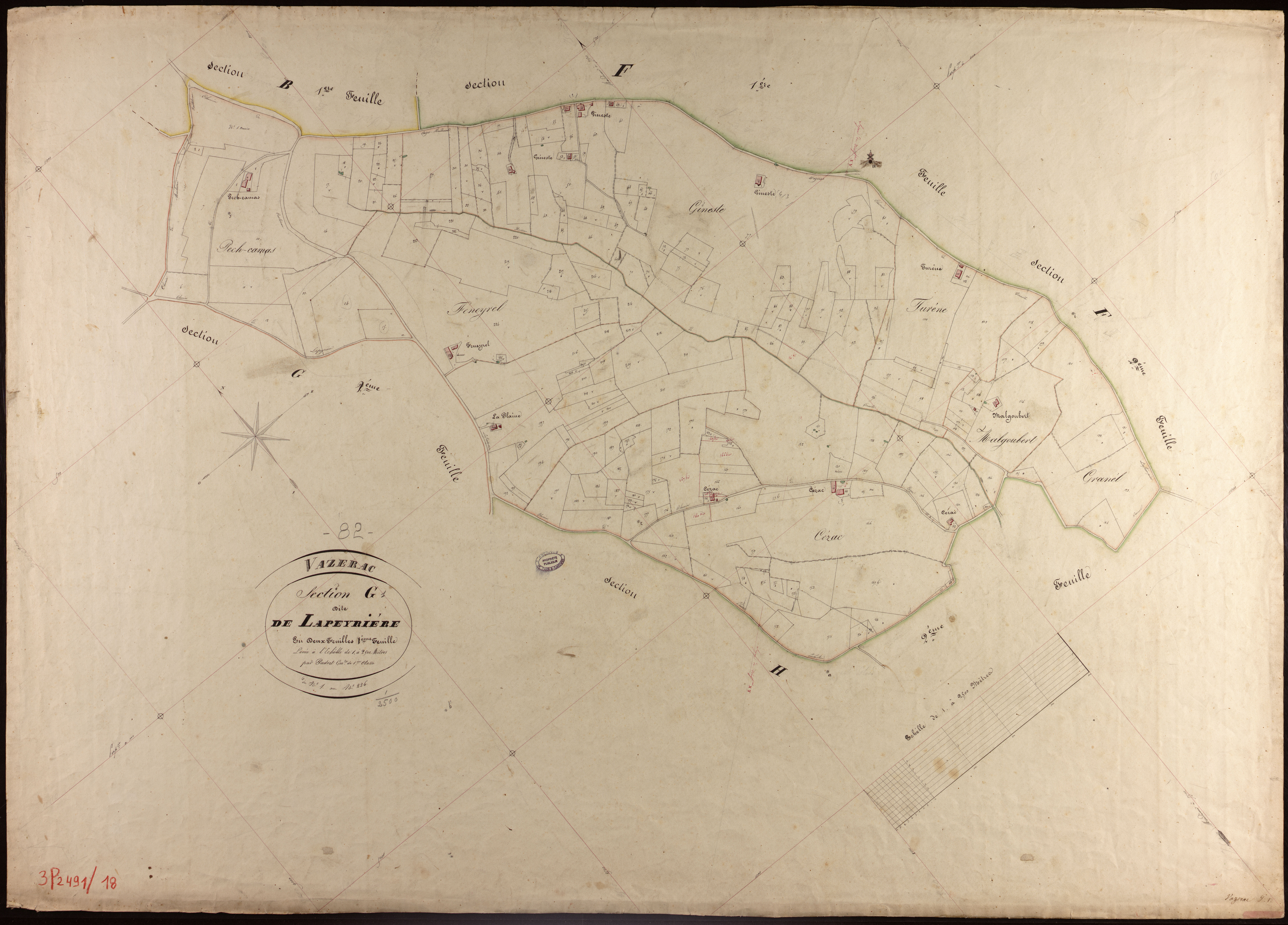 Vazerac - Section G - Lapeyrière, 1ère feuille
