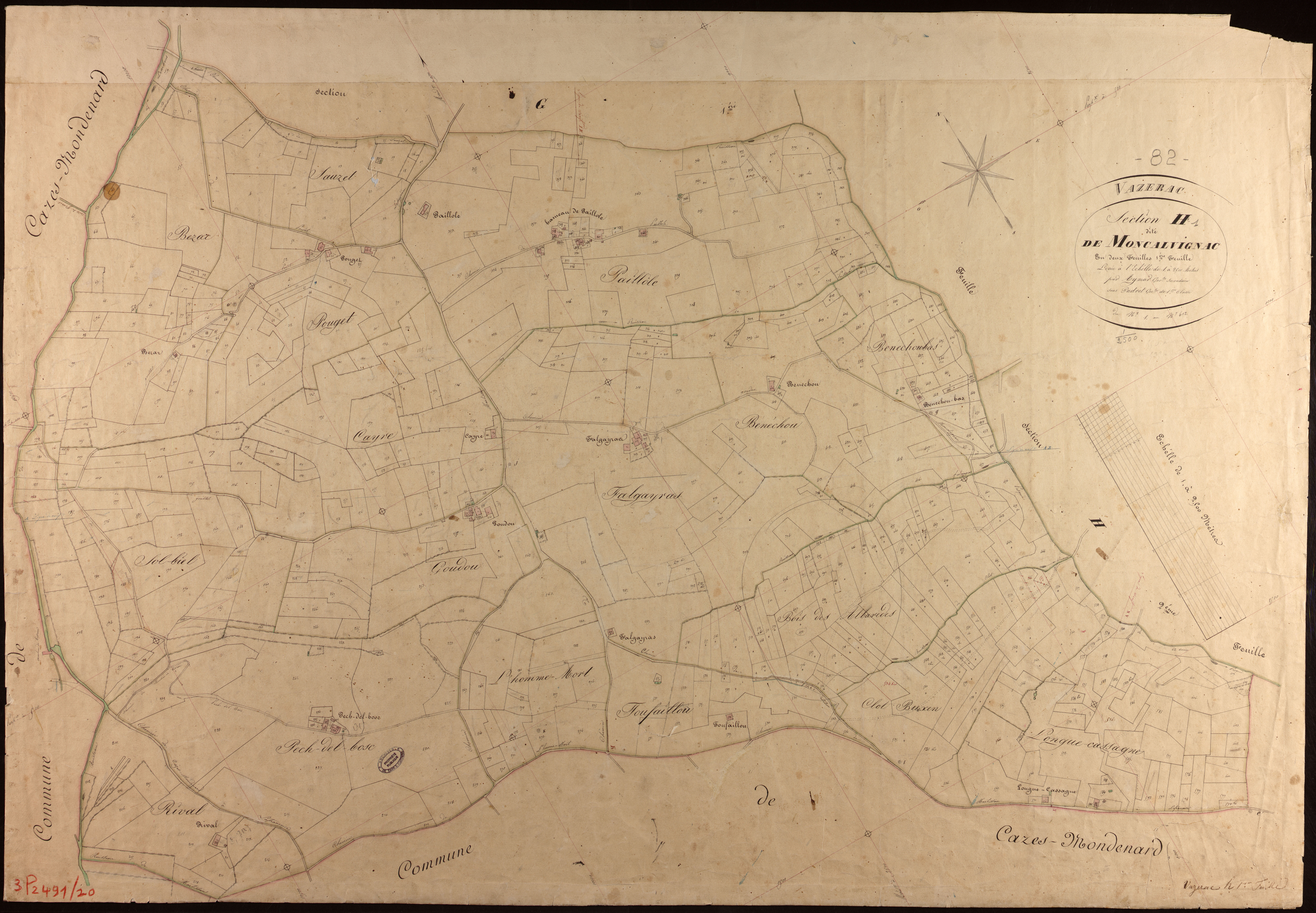 Vazerac - Section H - Moncalvignac, 1ère feuille