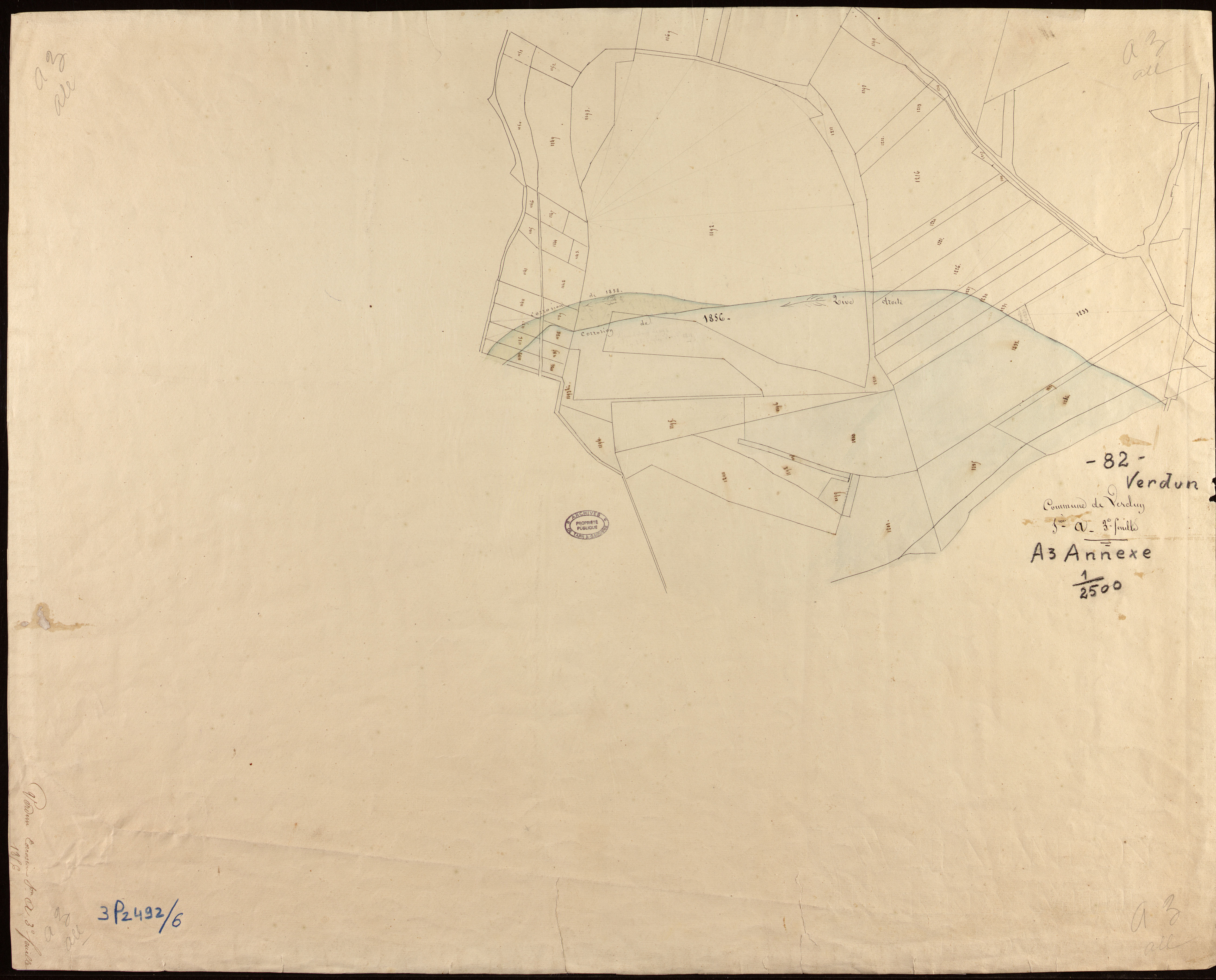 Verdun-sur-Garonne - Section A - Bessens, 3e feuille : alluvions et corrosions