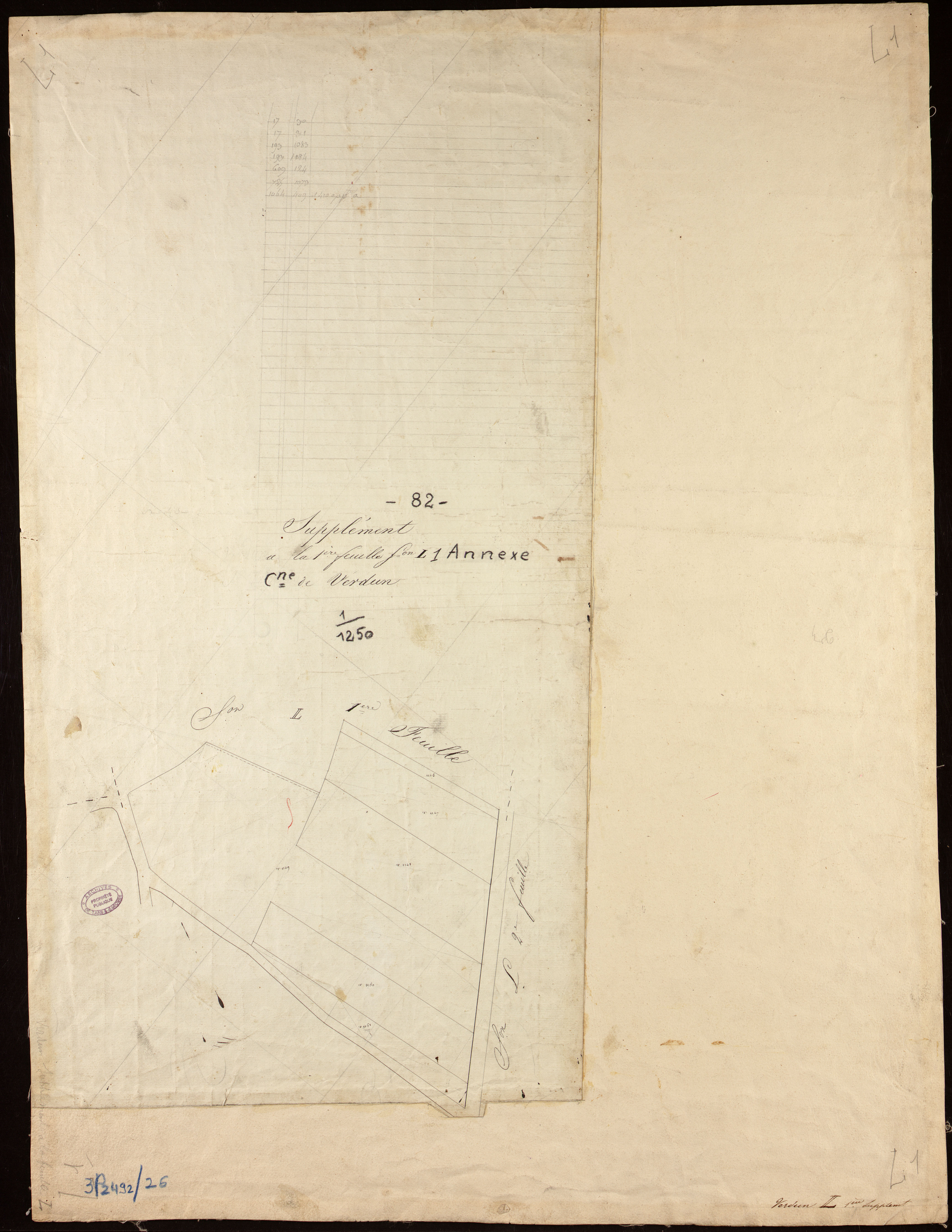 Verdun-sur-Garonne - Section L - Verdun, 1ère feuille supplément